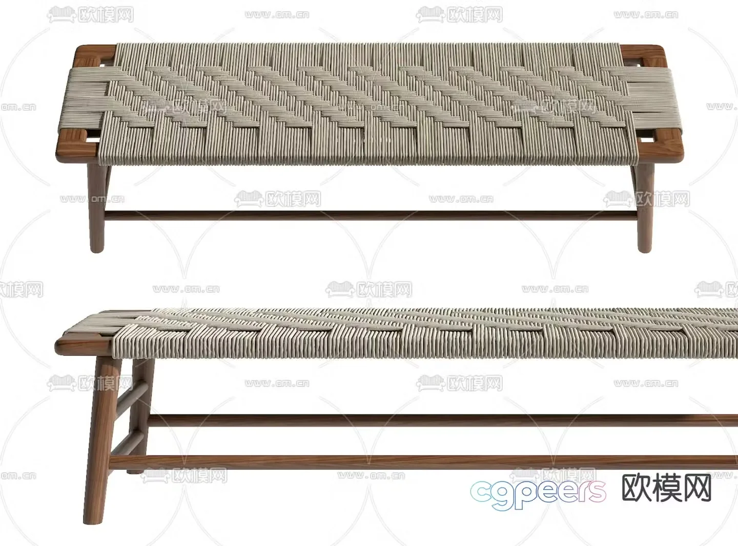 Wasabi stool bench wooden stool 3d model