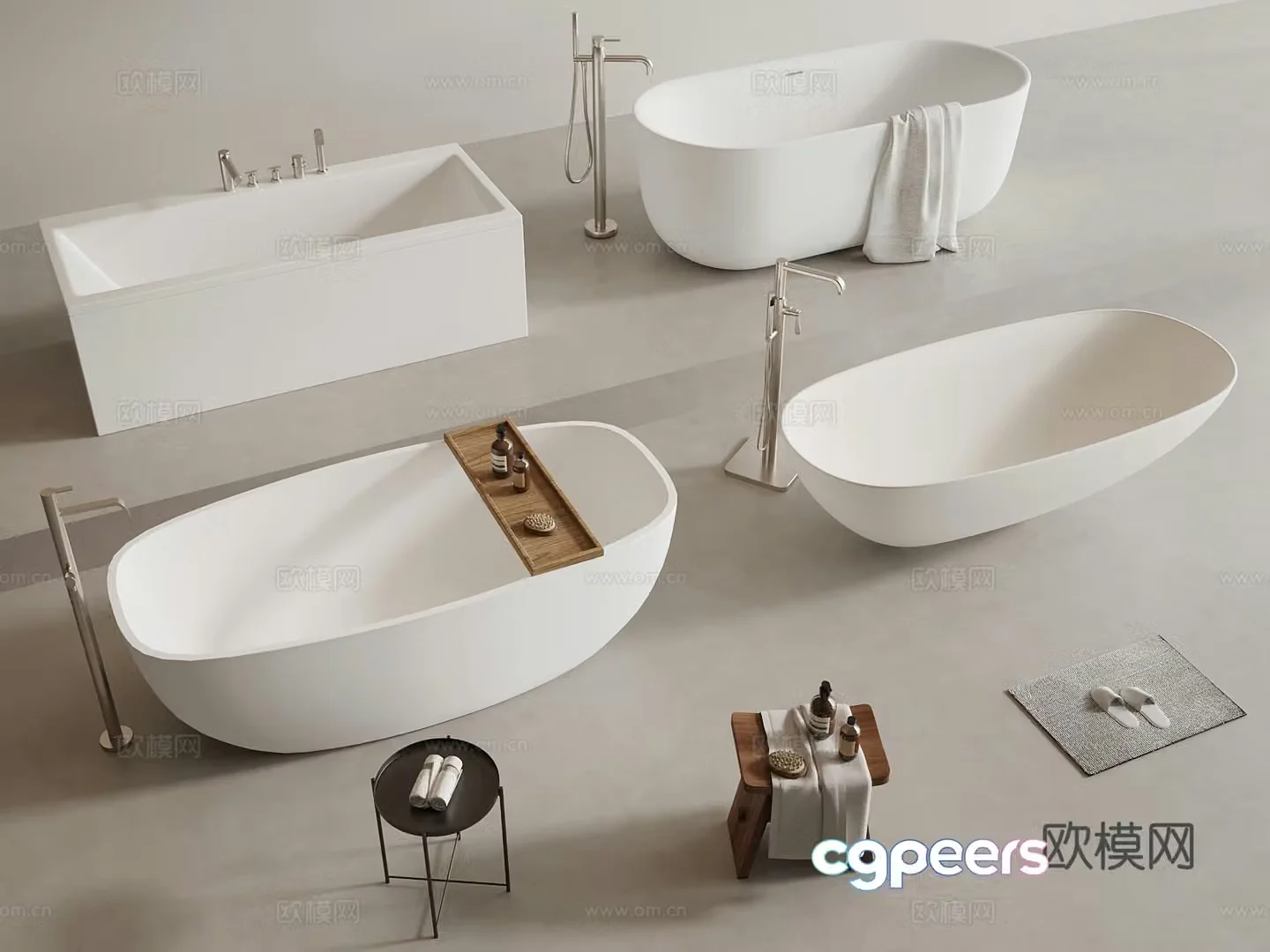 Bathtub Modern Bathtub Bathroom Small Parts 3D Model