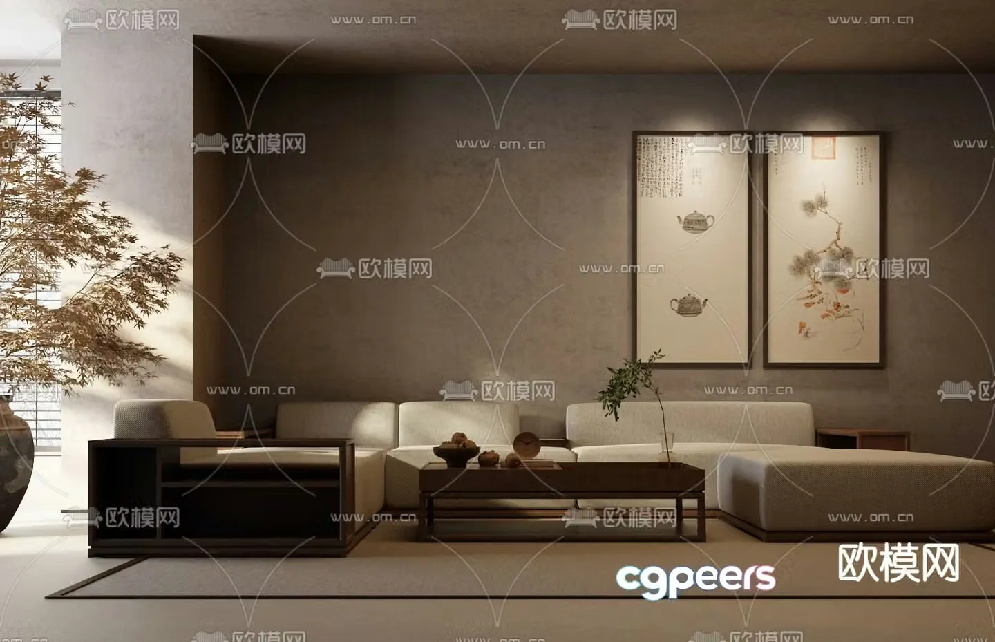New Chinese style modular sofa 3d model