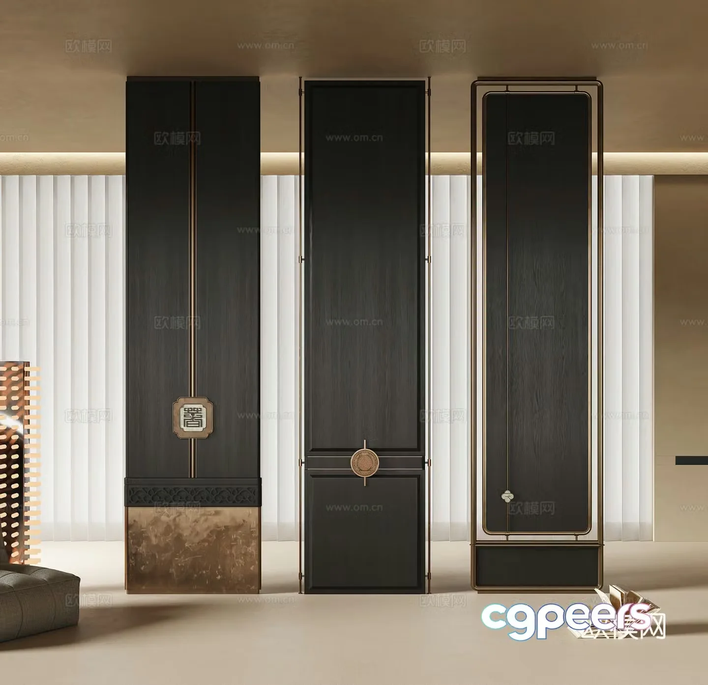 New Chinese hotel screen partition 3D model
