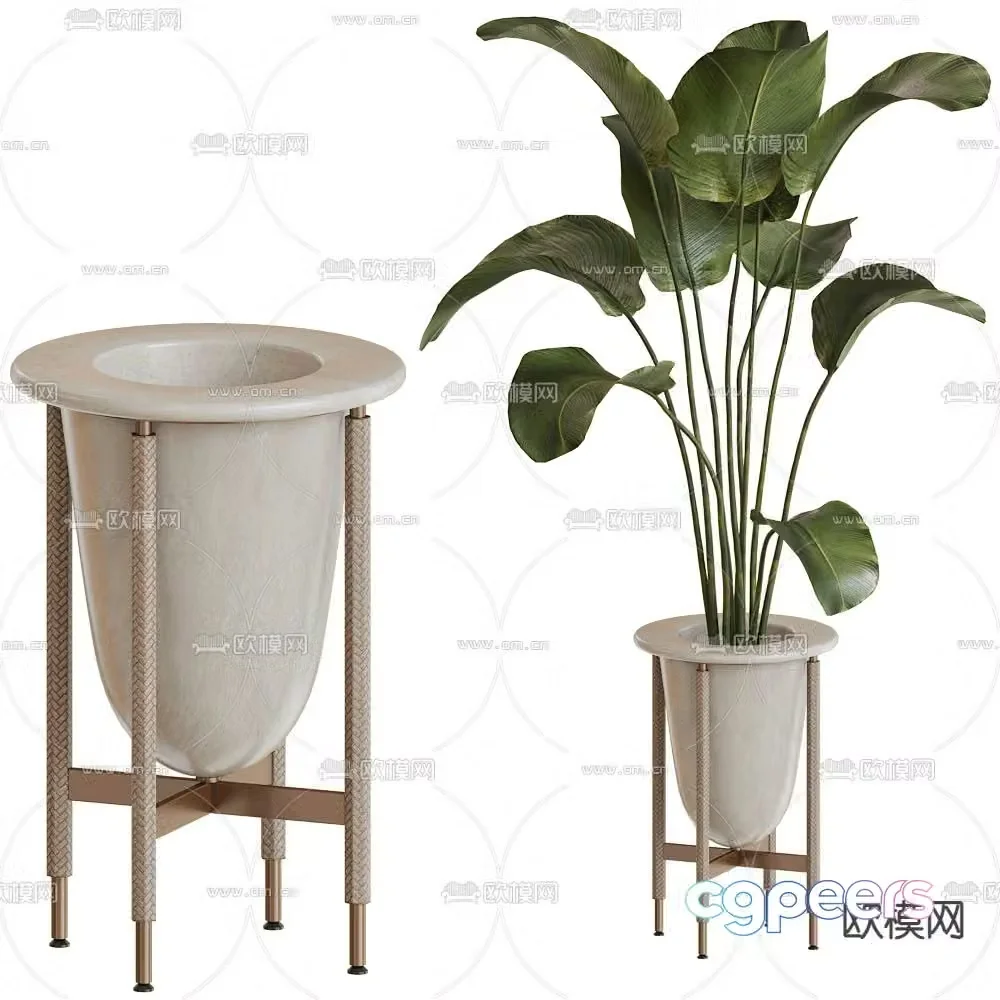 Modern green plant potted plant 3d model