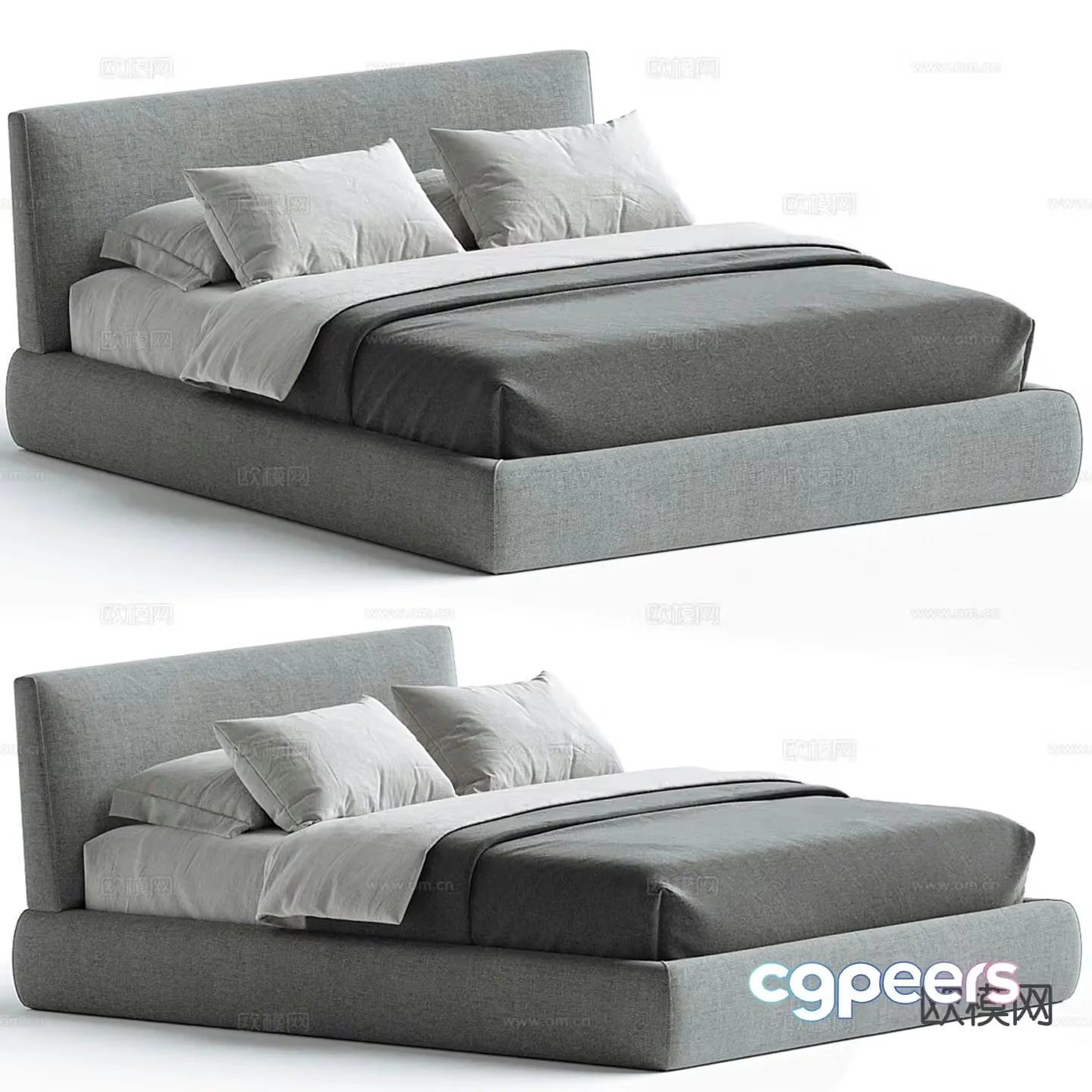 Modern double bed 3d model