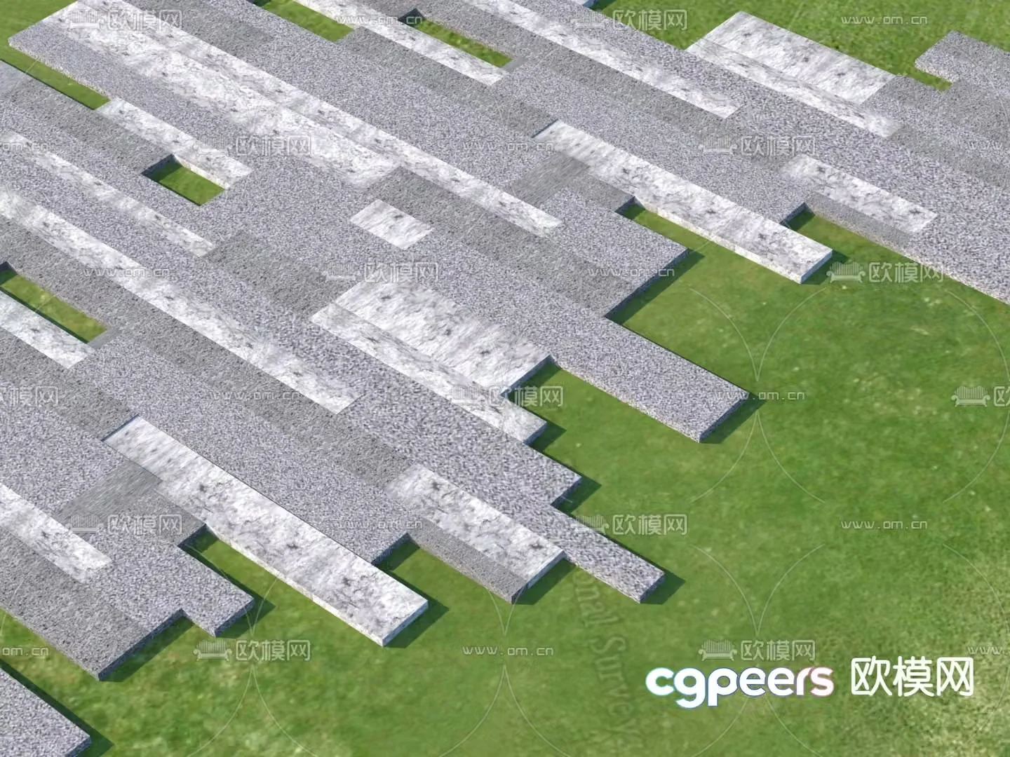 Landscape garden road park steps paving 3D model