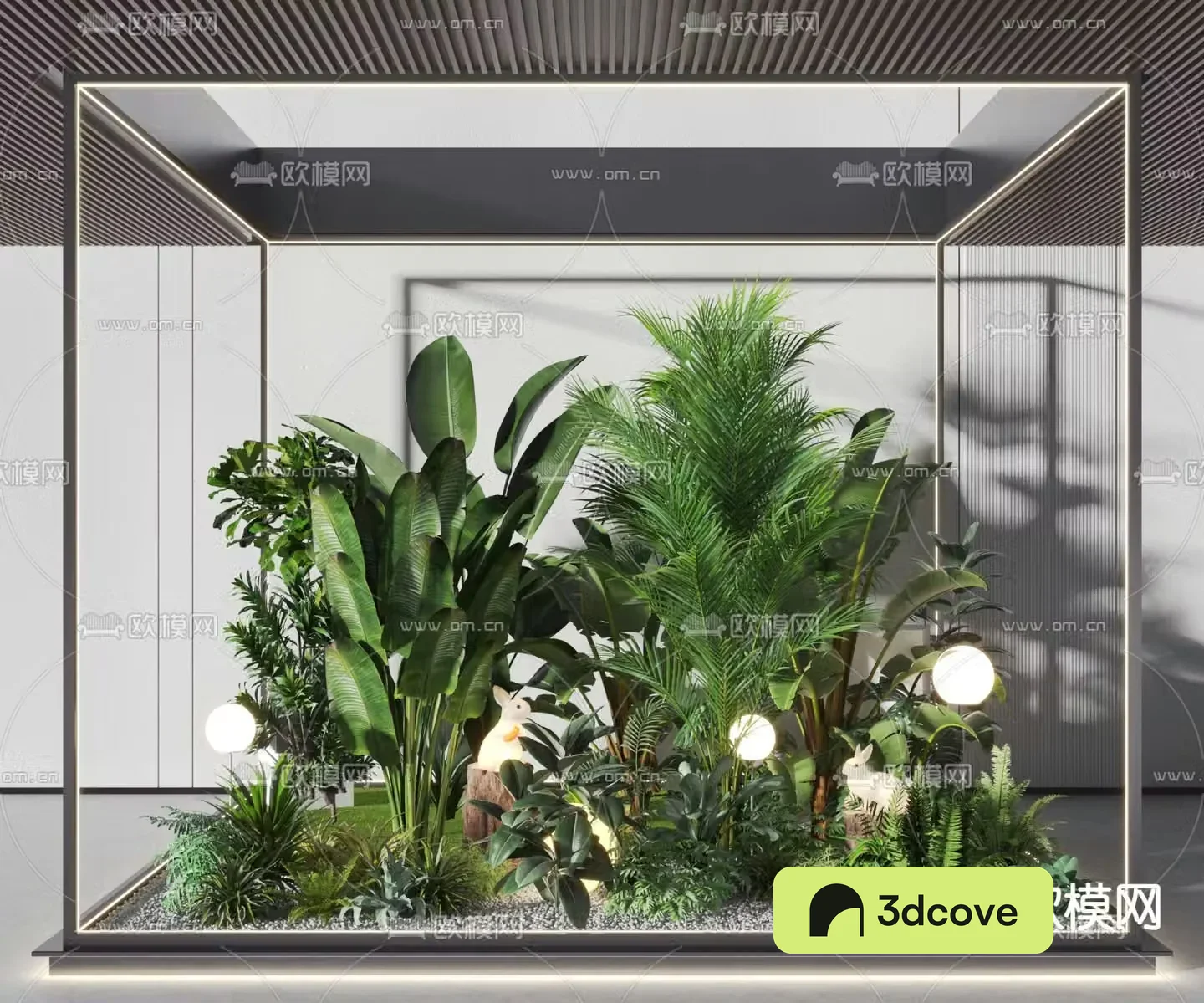 Indoor landscape plant landscaping glass cover
