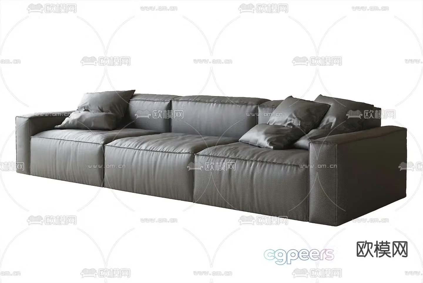 Three seater sofa leather sofa 3d model