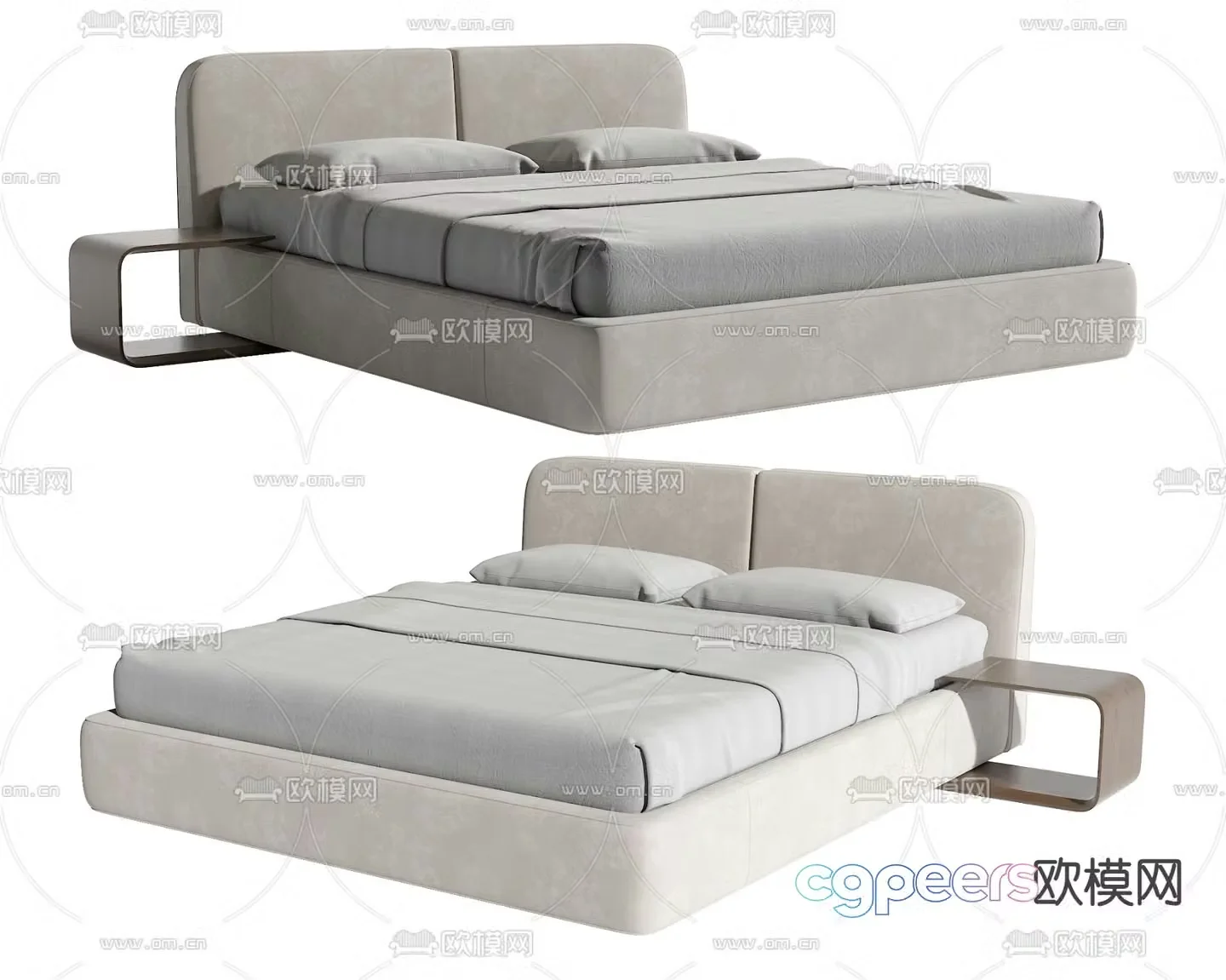 Modern double bed 3d model