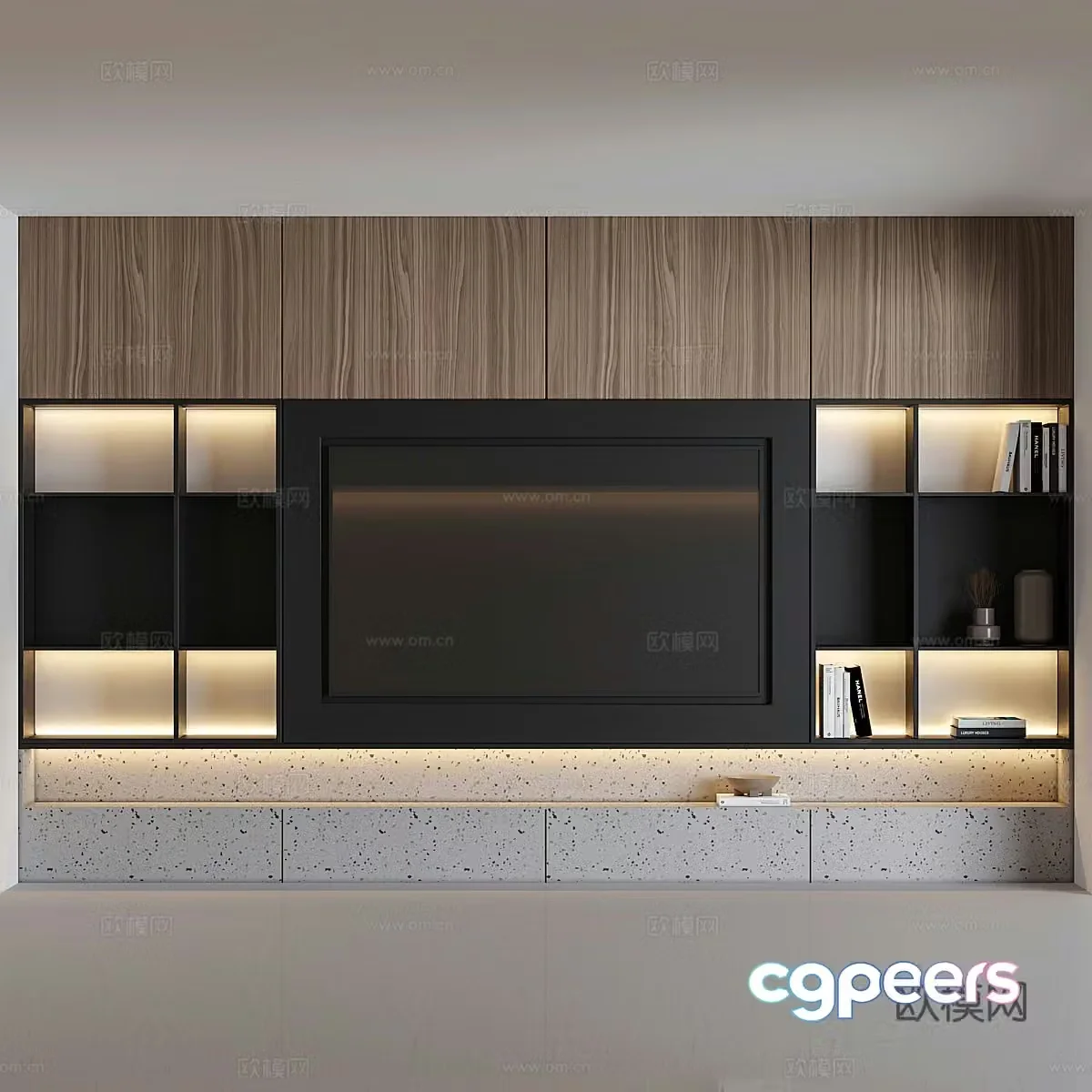 Modern minimalist TV background wall 3d model