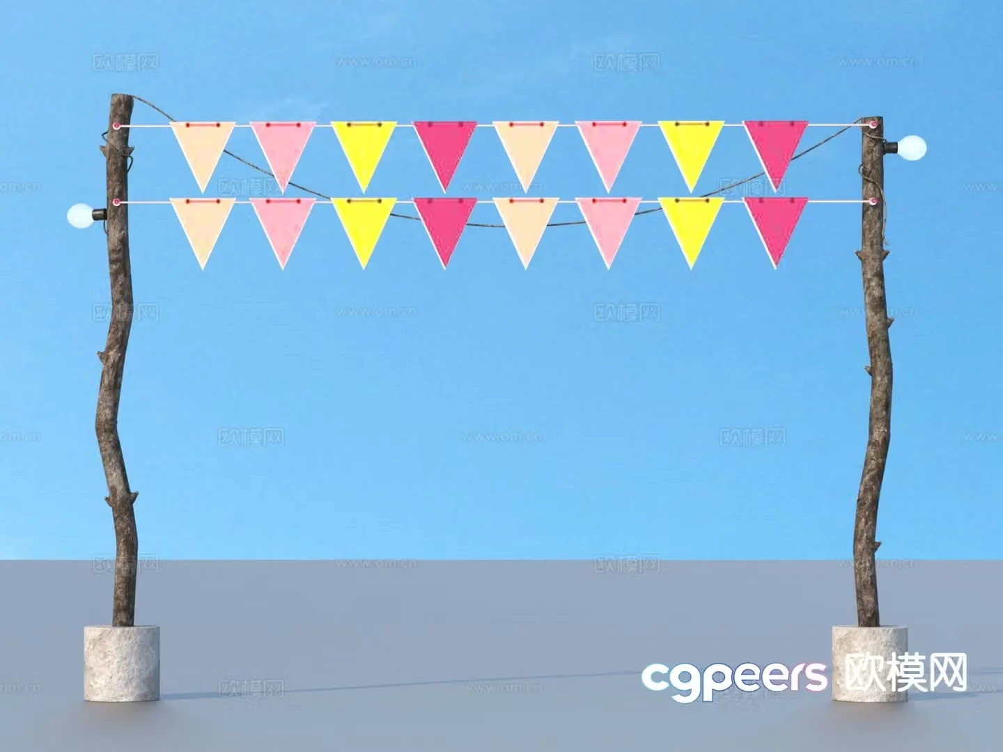 Hanging flag colorful flag decorative flag 3d model