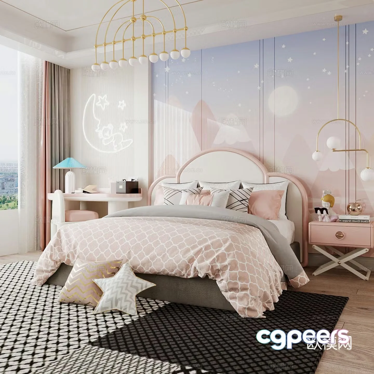 Modern children’s room girl’s room 3d model
