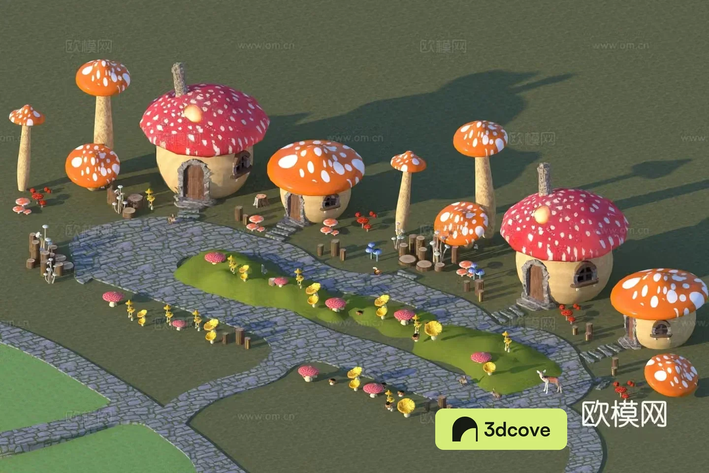 Modern colorful mushroom house