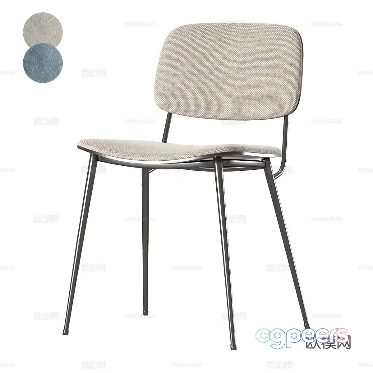 Modern minimalist Bauhaus medieval style dining chair single chair cloth chair stainless steel chair 3d model