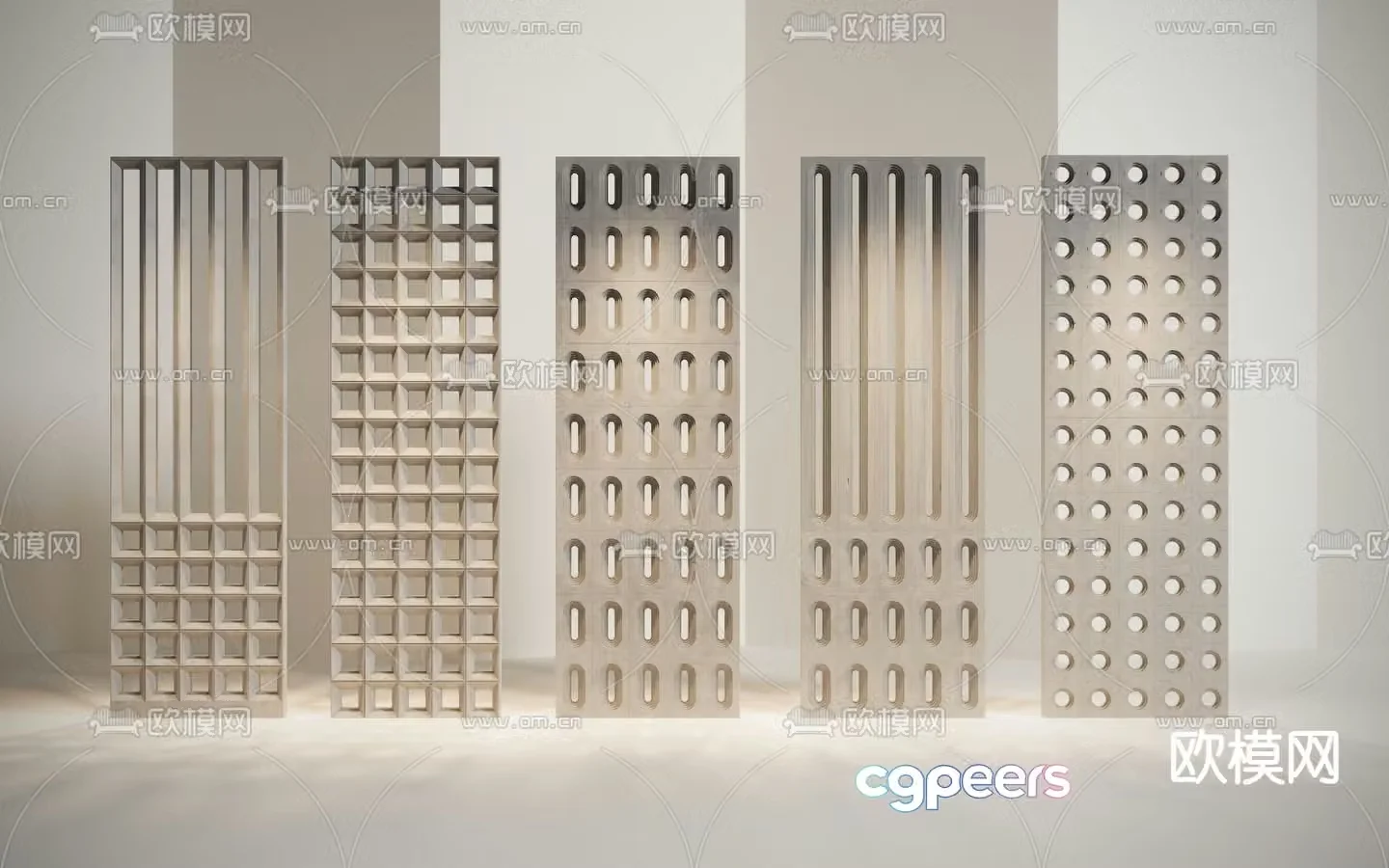 Cement brick partition hollow partition light-transmitting partition 3D model