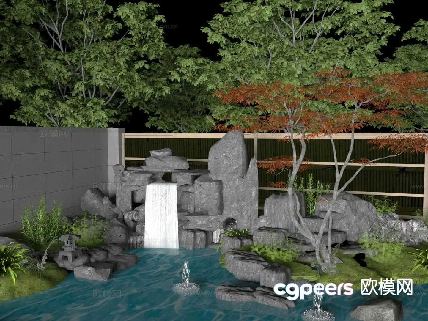 Outdoor landscape rockery waterscape 3d model