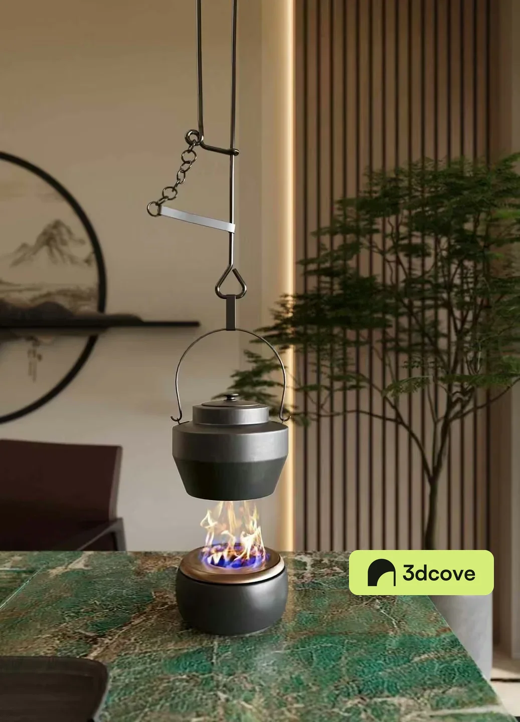 A Hanging Pot Over A Fire