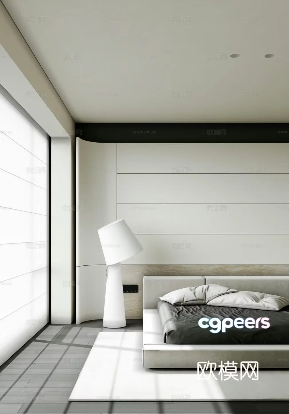 Modern minimalist bedroom 3d model