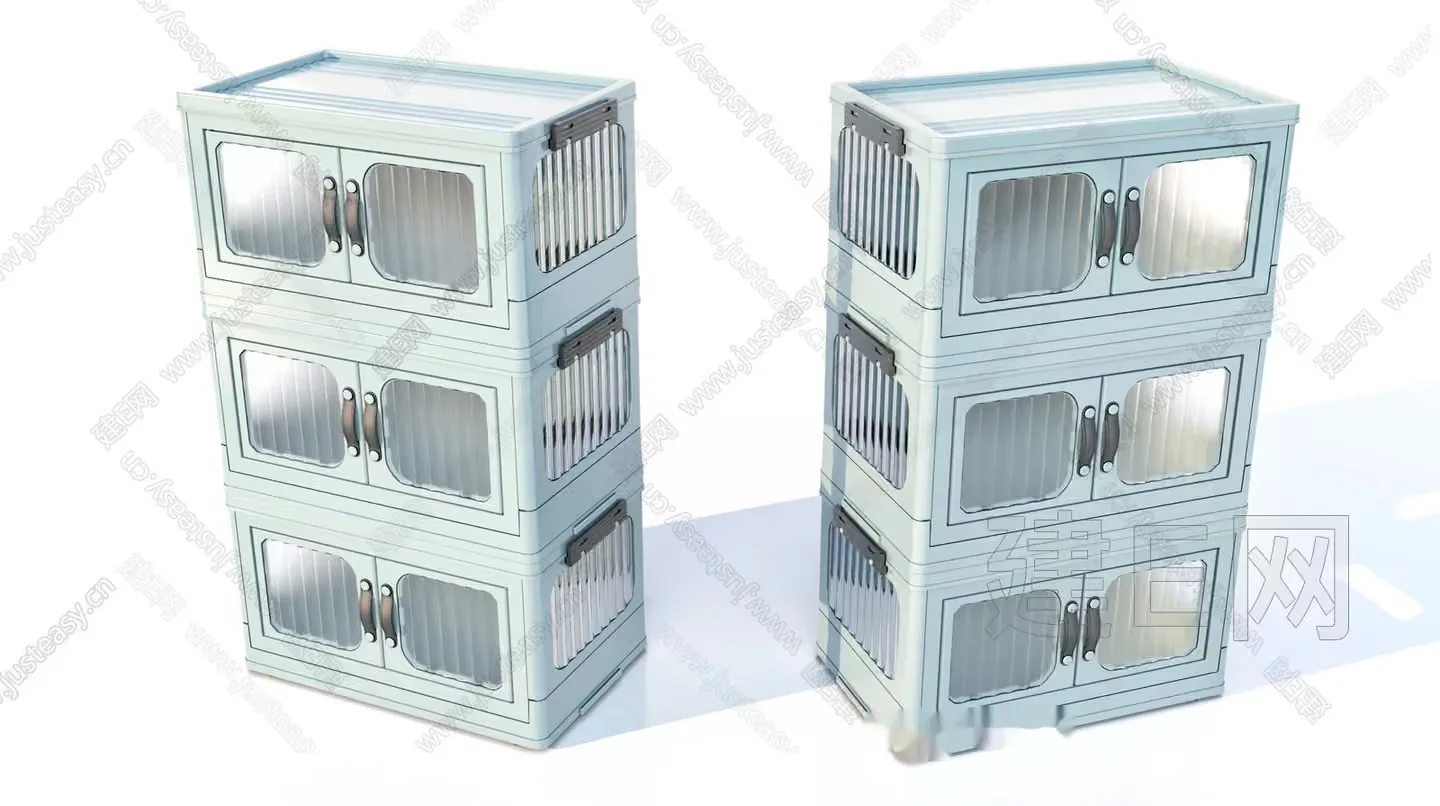 Stack Of Plastic Storage Bins 3D Model – 12207 – VRAY Render