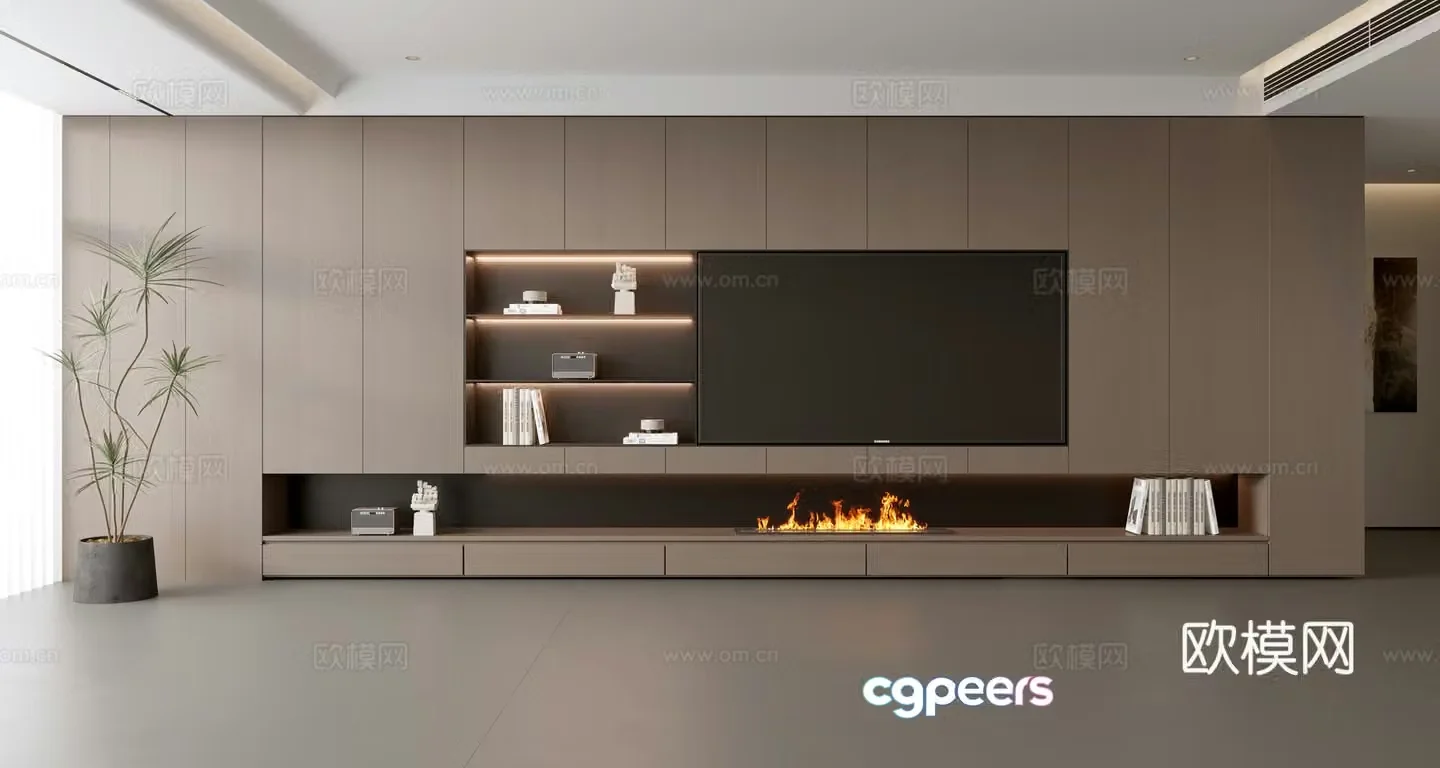 Modern TV background wall 3d model