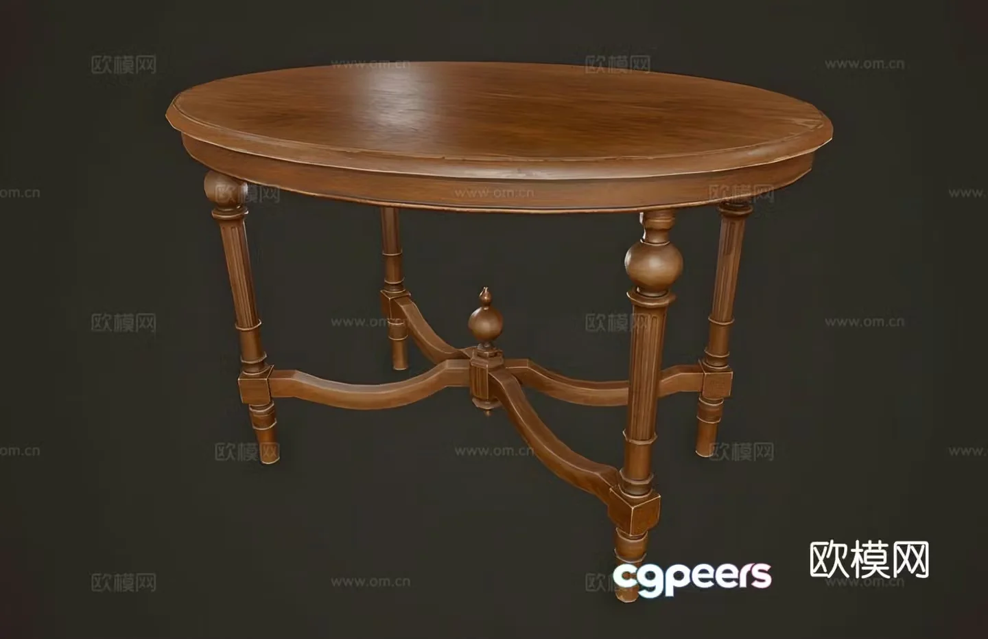 American dining table round table antique table 3d model