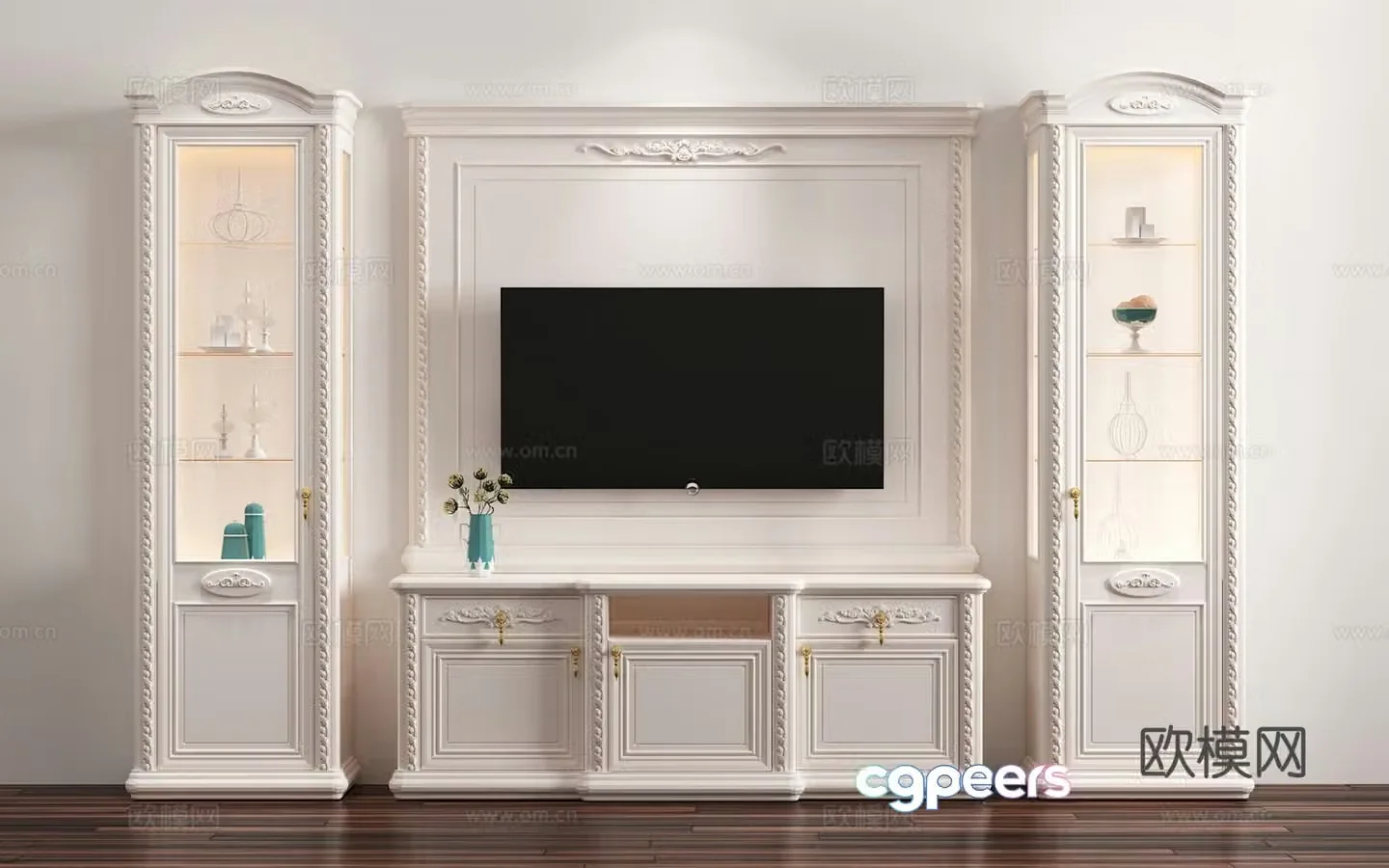 European TV cabinet combination 3D model