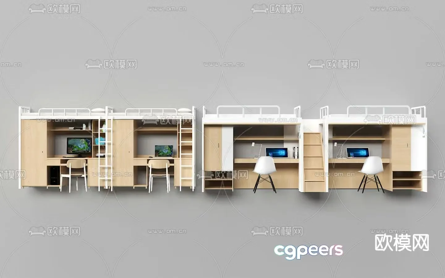 Dormitory bed bunk bed bunk bed 3d model