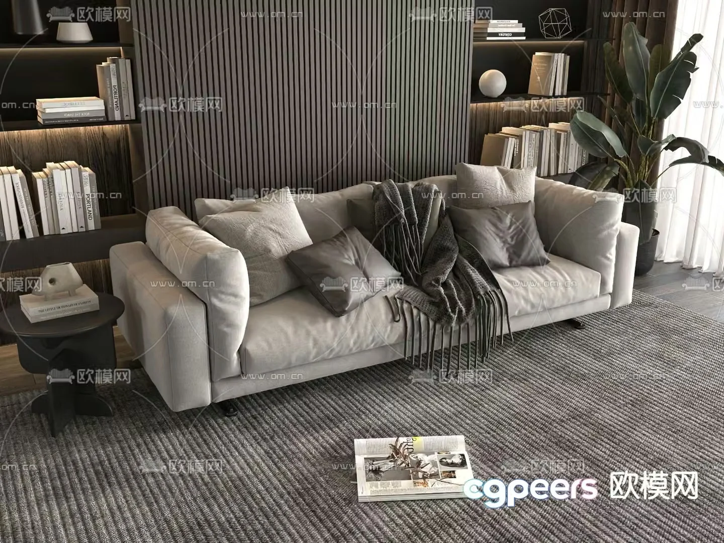 Double sofa upholstered sofa 3d model
