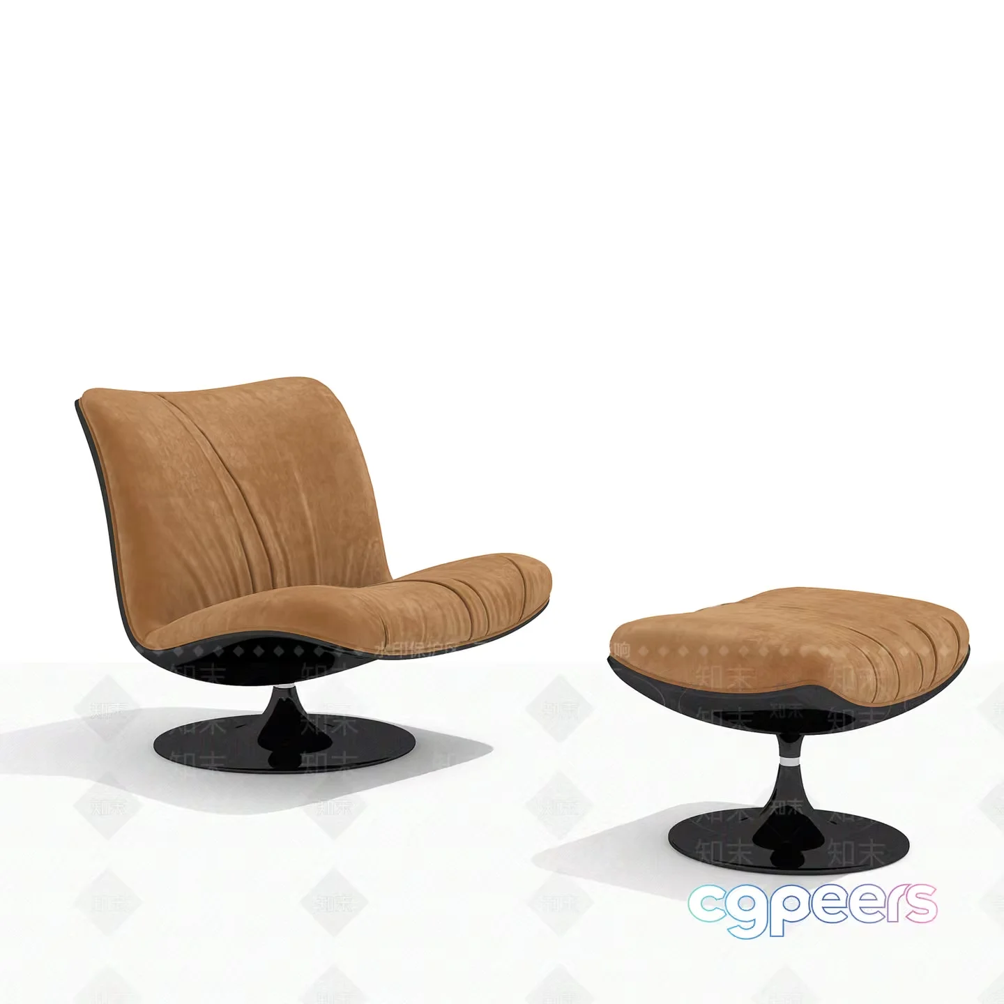 A Tan Chair With A Matching Ottoman 3D Model – 8637 – VRAY Render