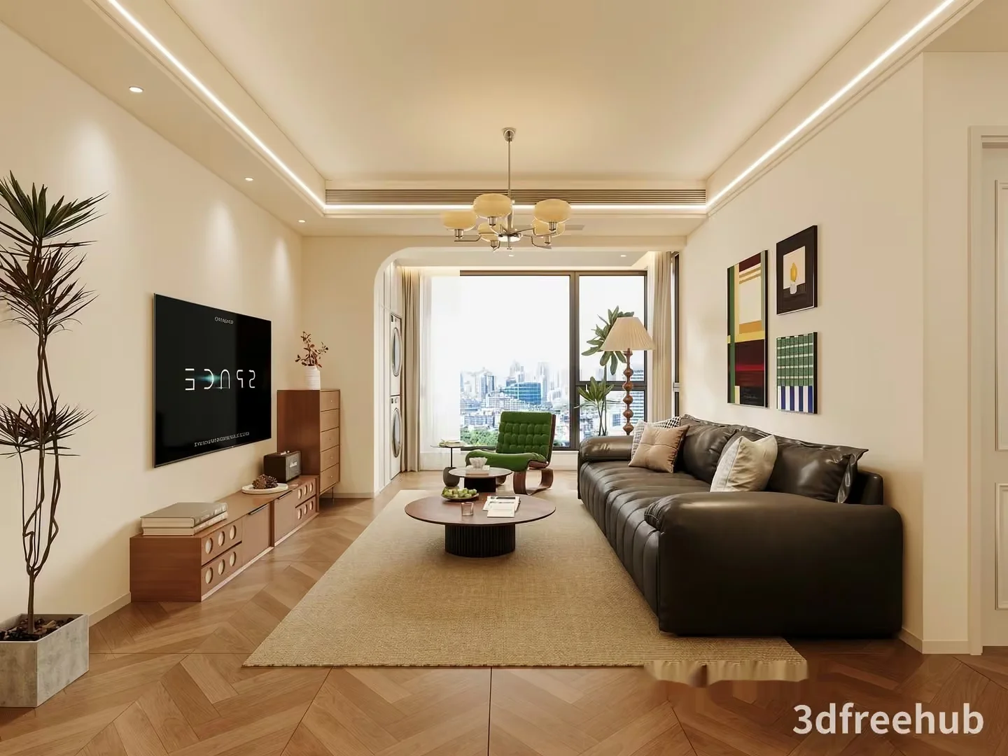 Modern Living Room 3D Model – 21597 – VRAY Render
