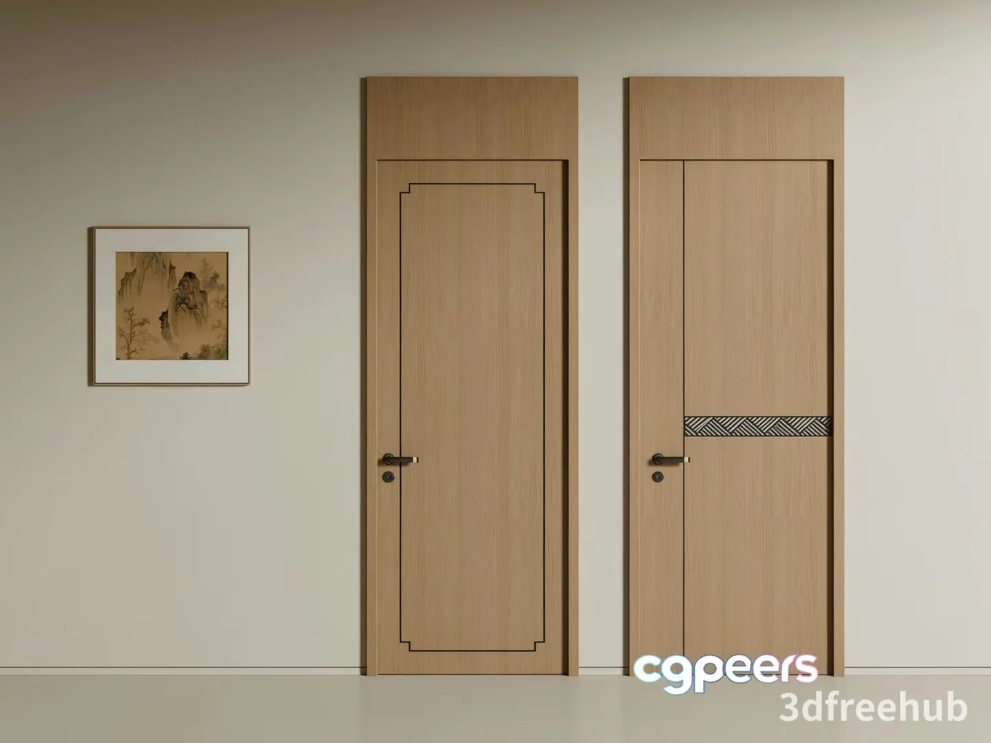 Two Wooden Doors 3D Model – 9182 – VRAY Render