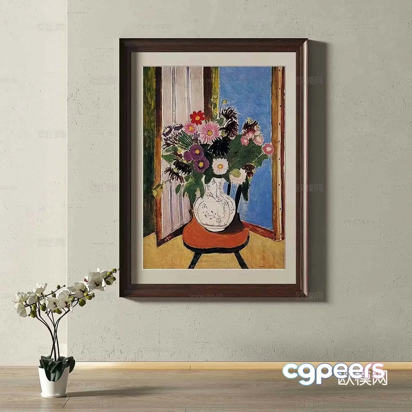 Middle-aged oil painting decorative painting 3D model