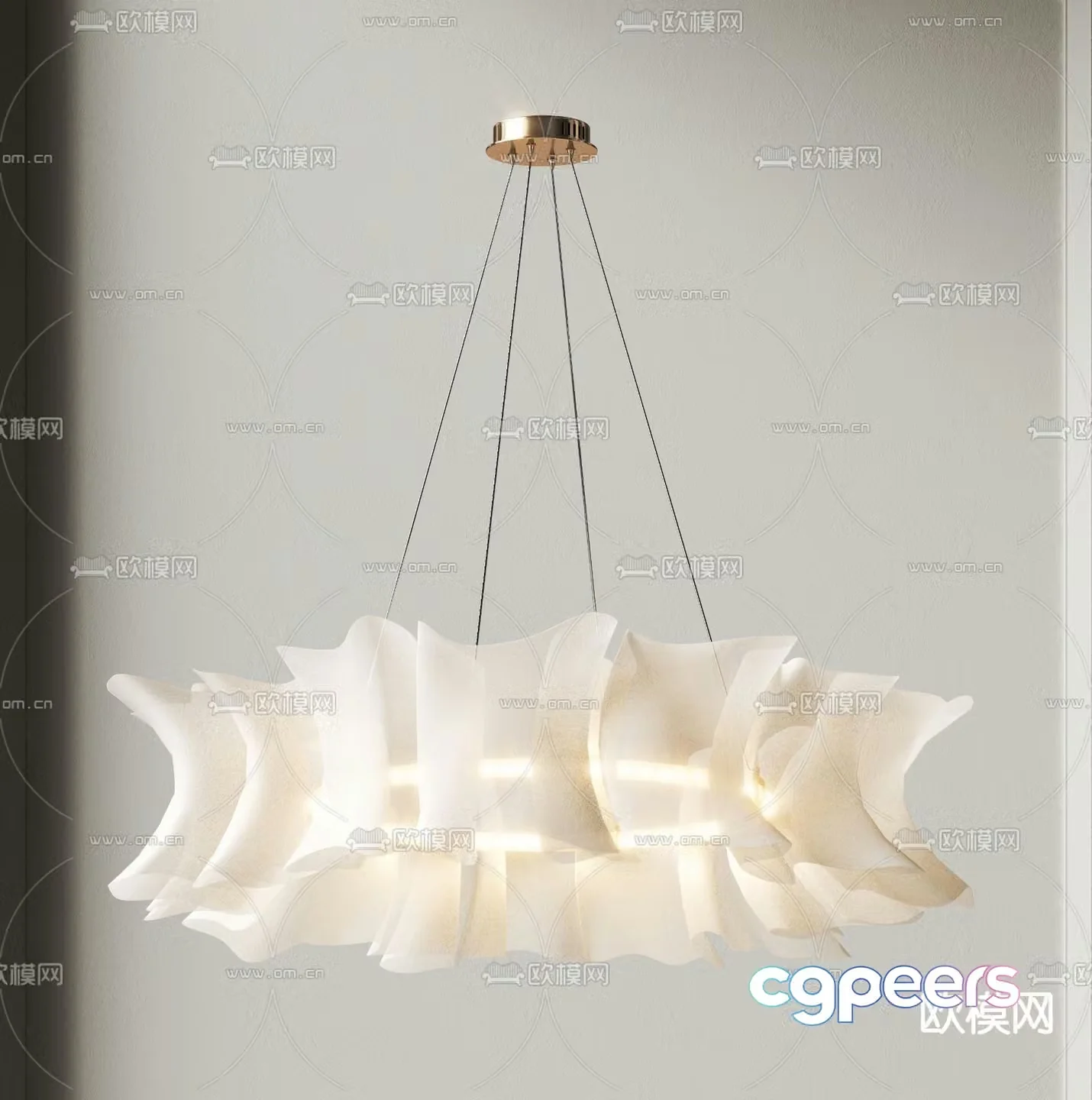 Cream style chandelier pleated chandelier 3d model