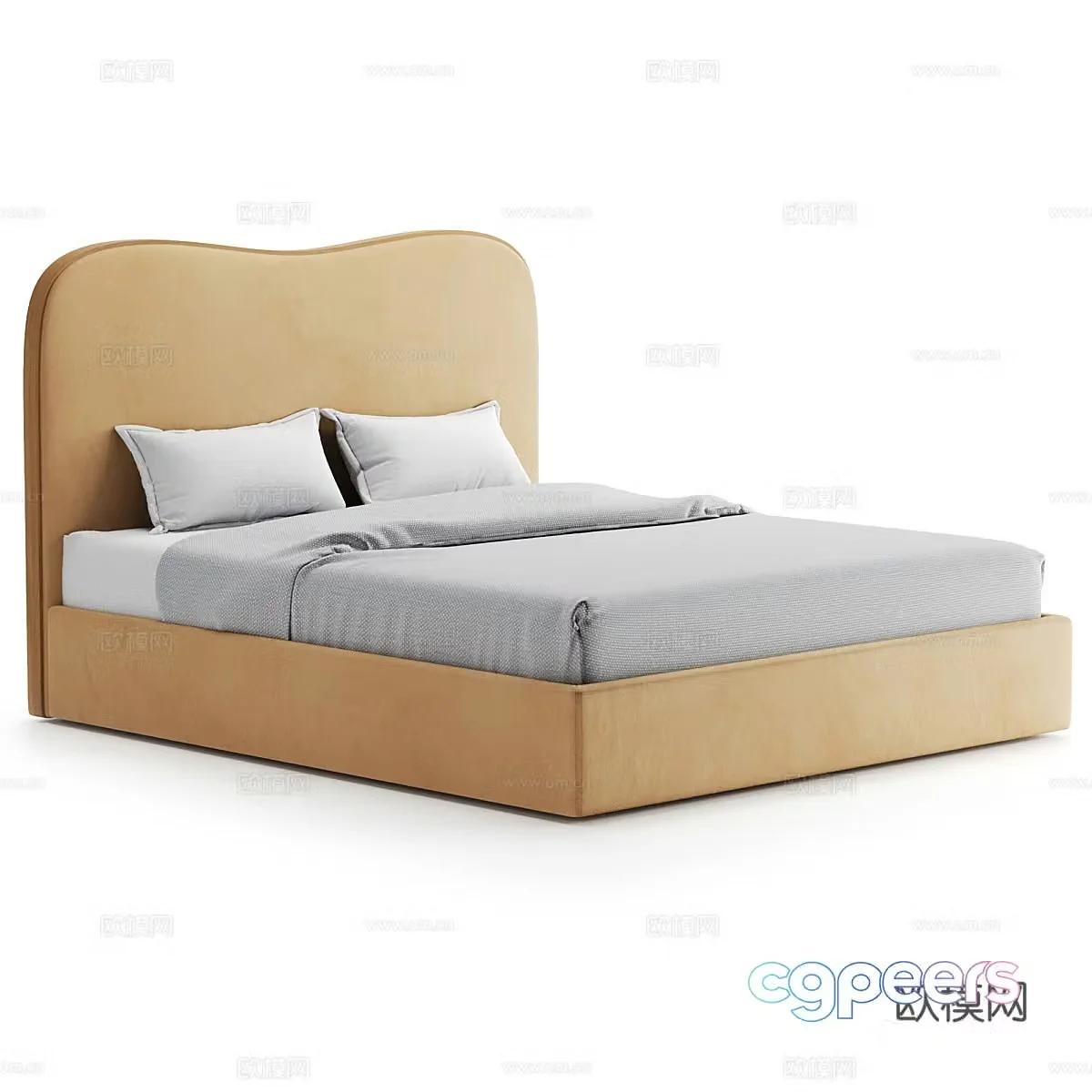Modern simple double bed Double bed Simple bed Bed Bedroom bed Pillow Simple bed 3D model