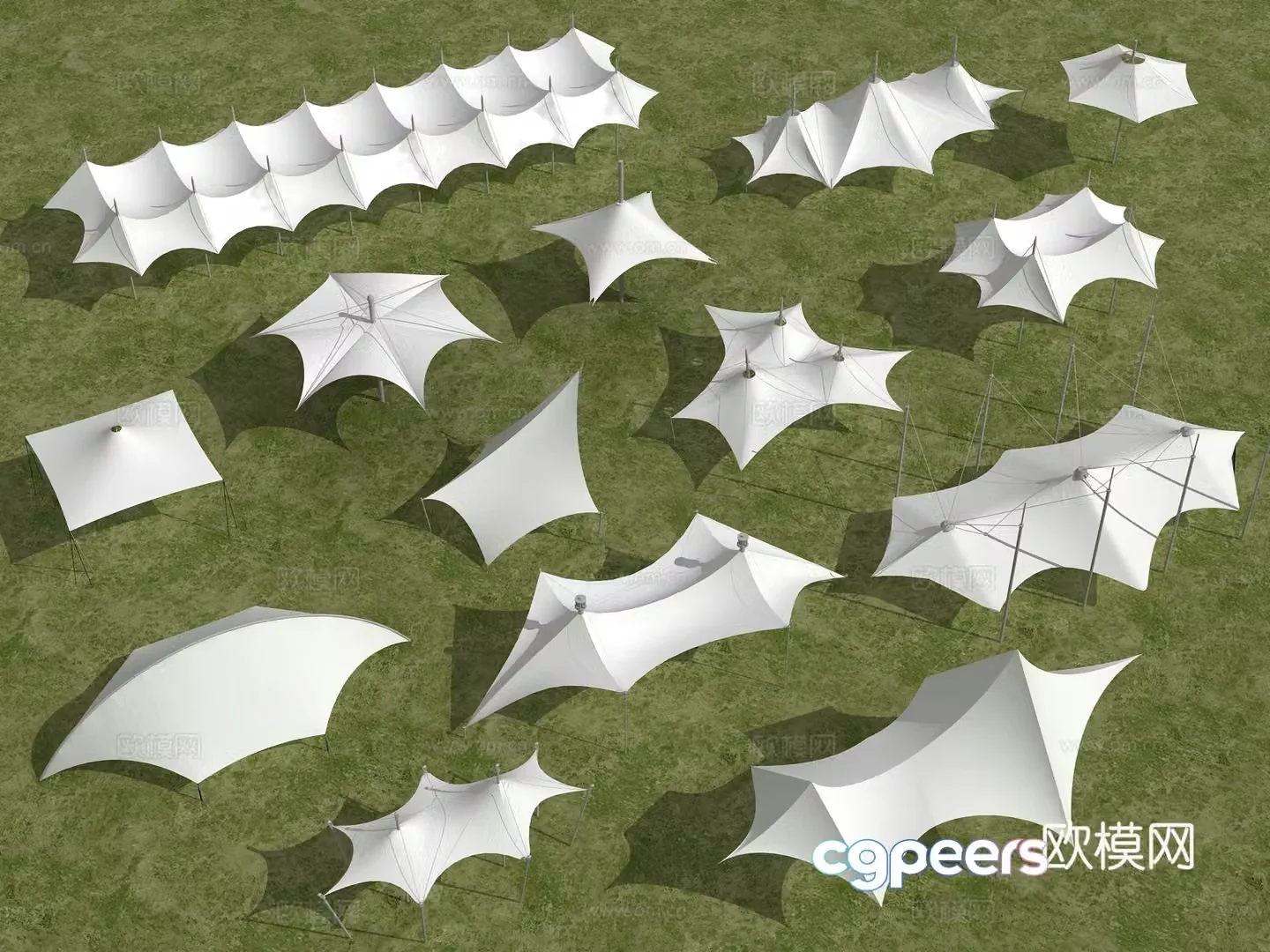 Tensile film awning awning 3d model