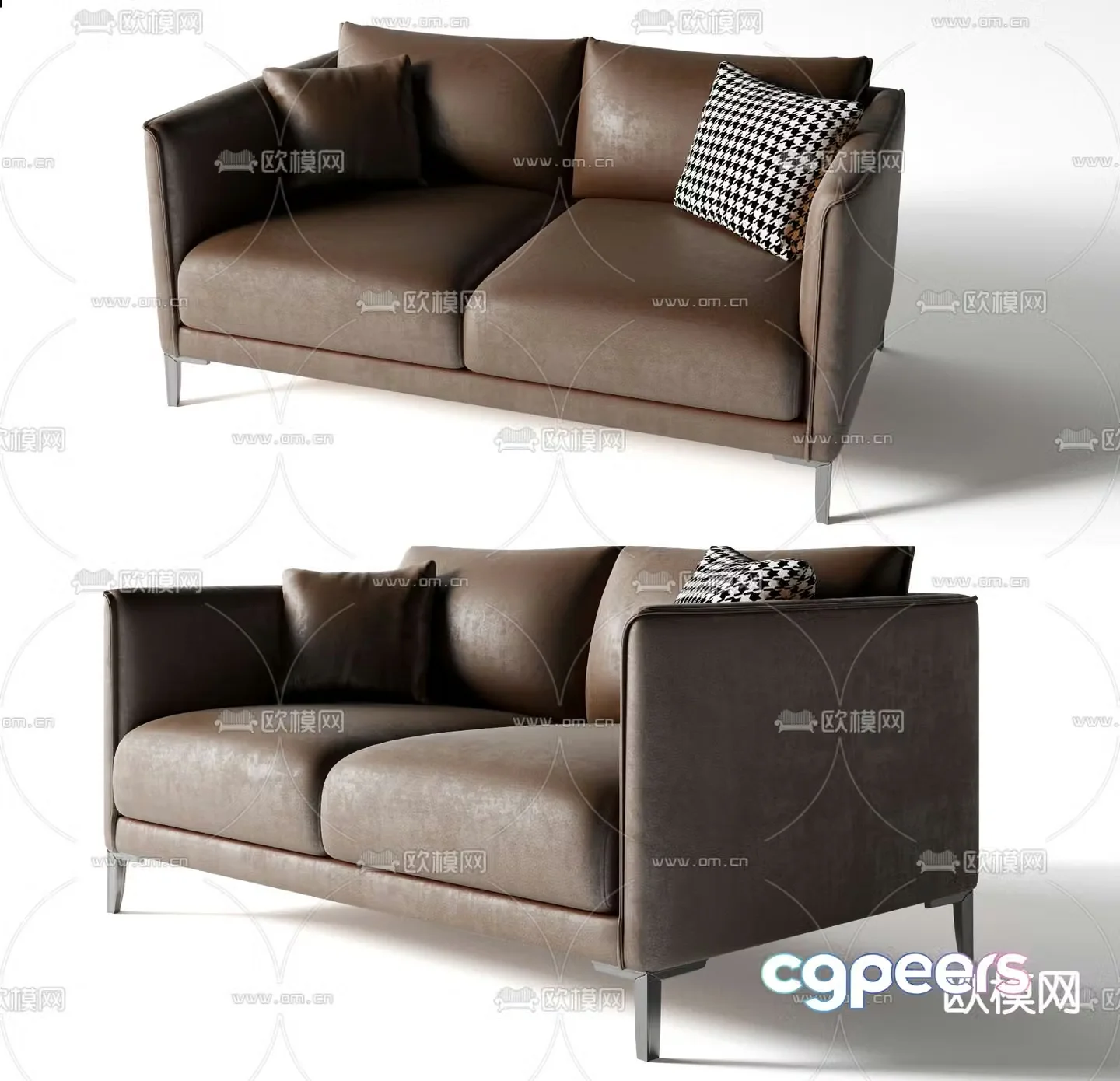 leather sofa loveseat 3d model
