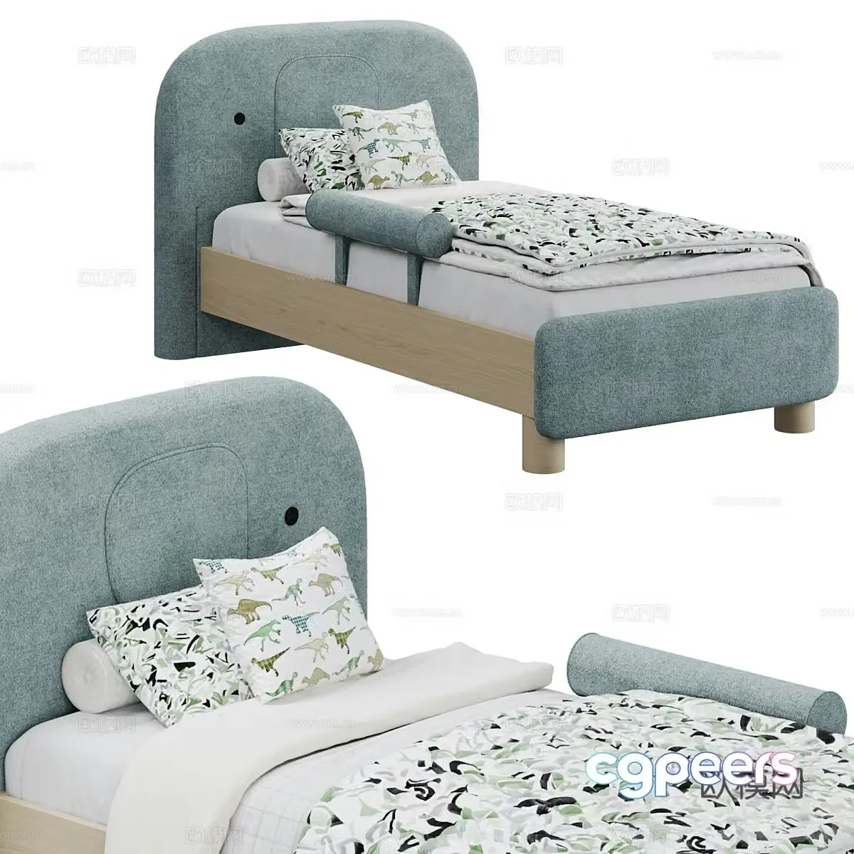 Modern Cream Style Petty Crib 3d Model