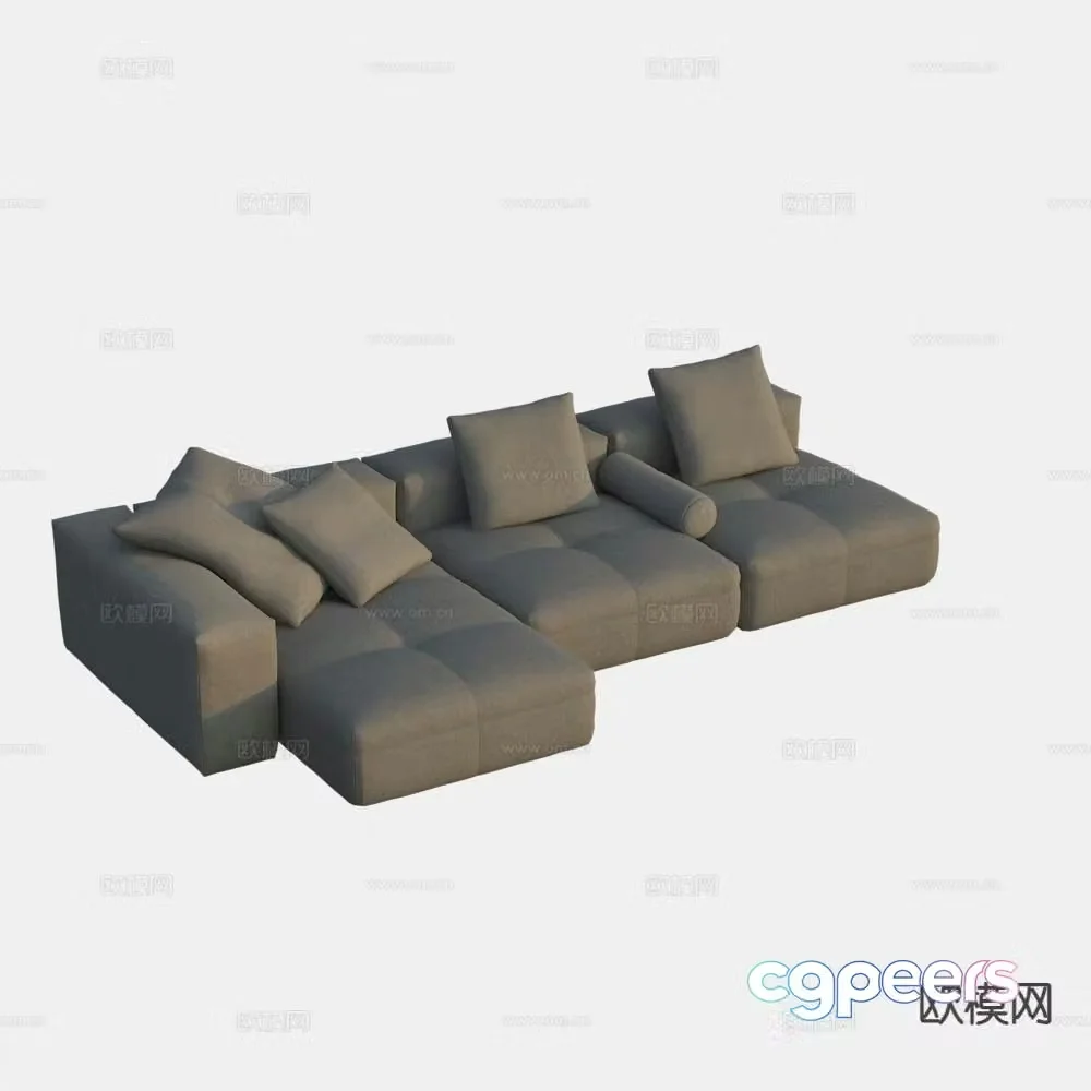 Three seater sofa upholstered sofa 3d model