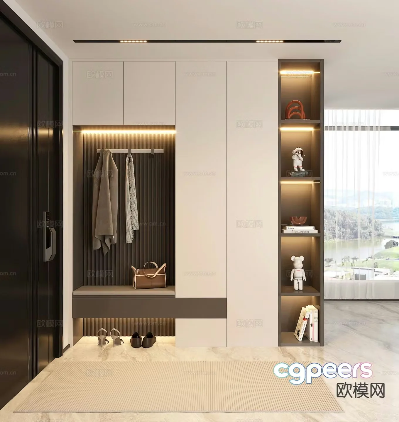 Modern entrance shoe cabinet 3d model