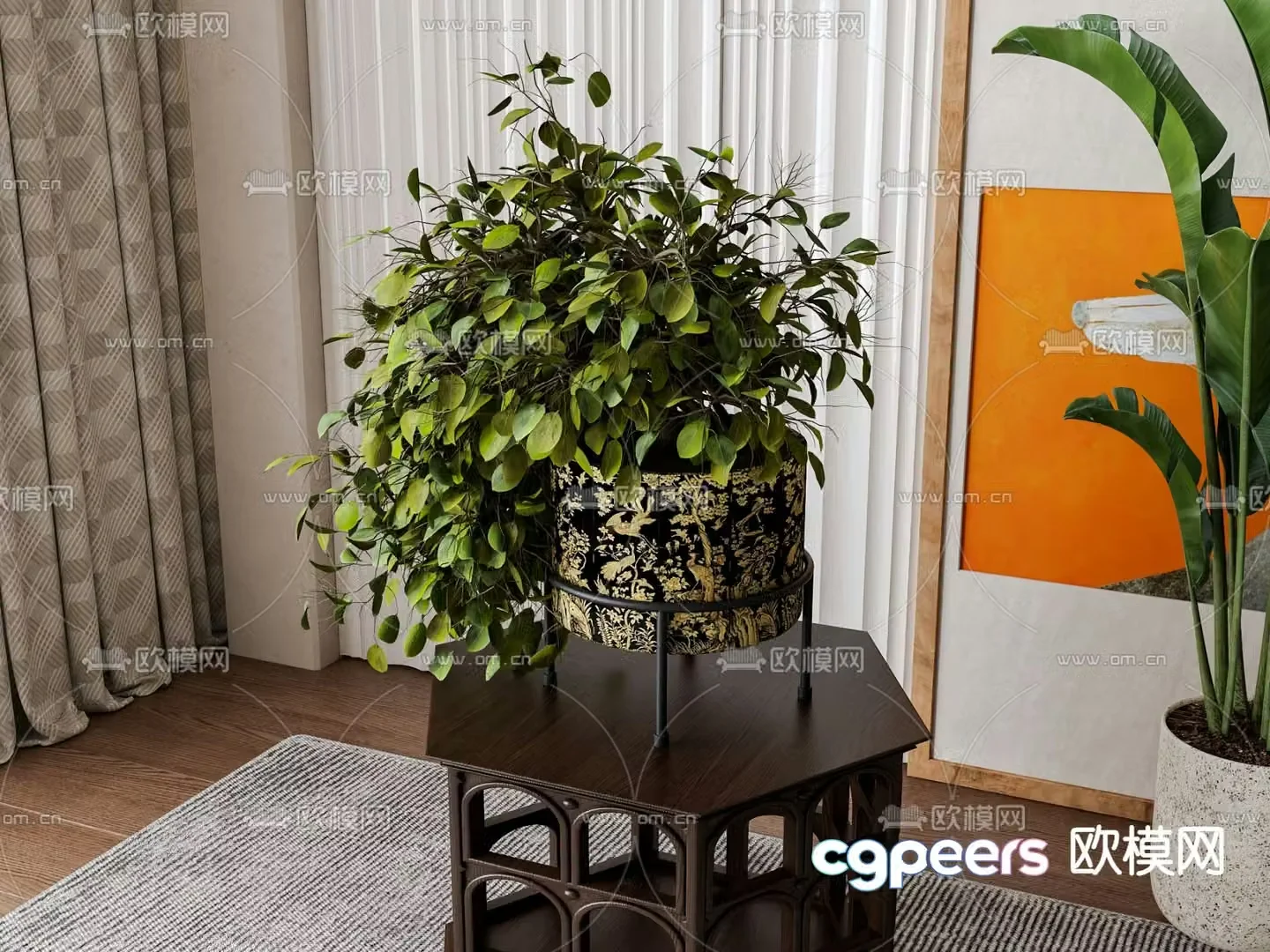 potted bonsai green plant 3d model