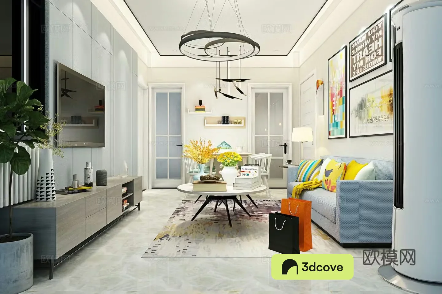 Modern home decoration sofa coffee table dining table chair hanging painting objects ornaments chandeliers wall accessories