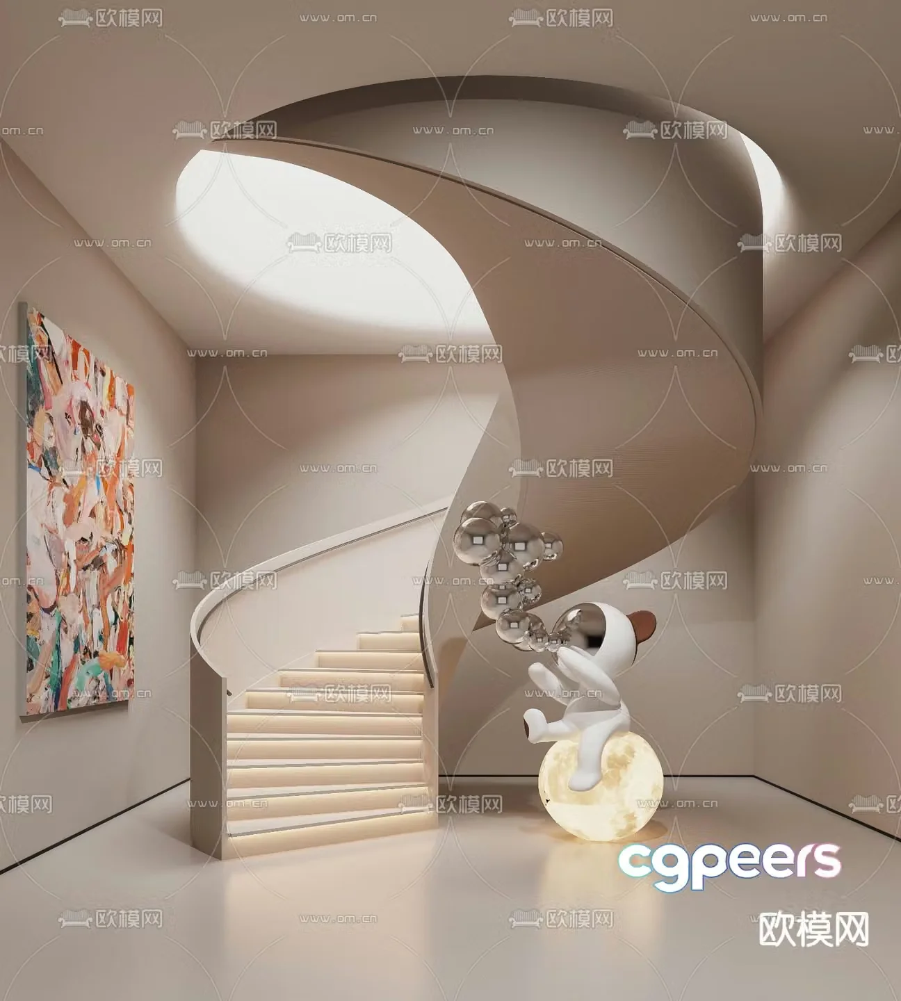 Modern spiral staircase 3d model