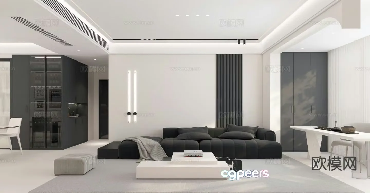 Jane black wind living room 3d model
