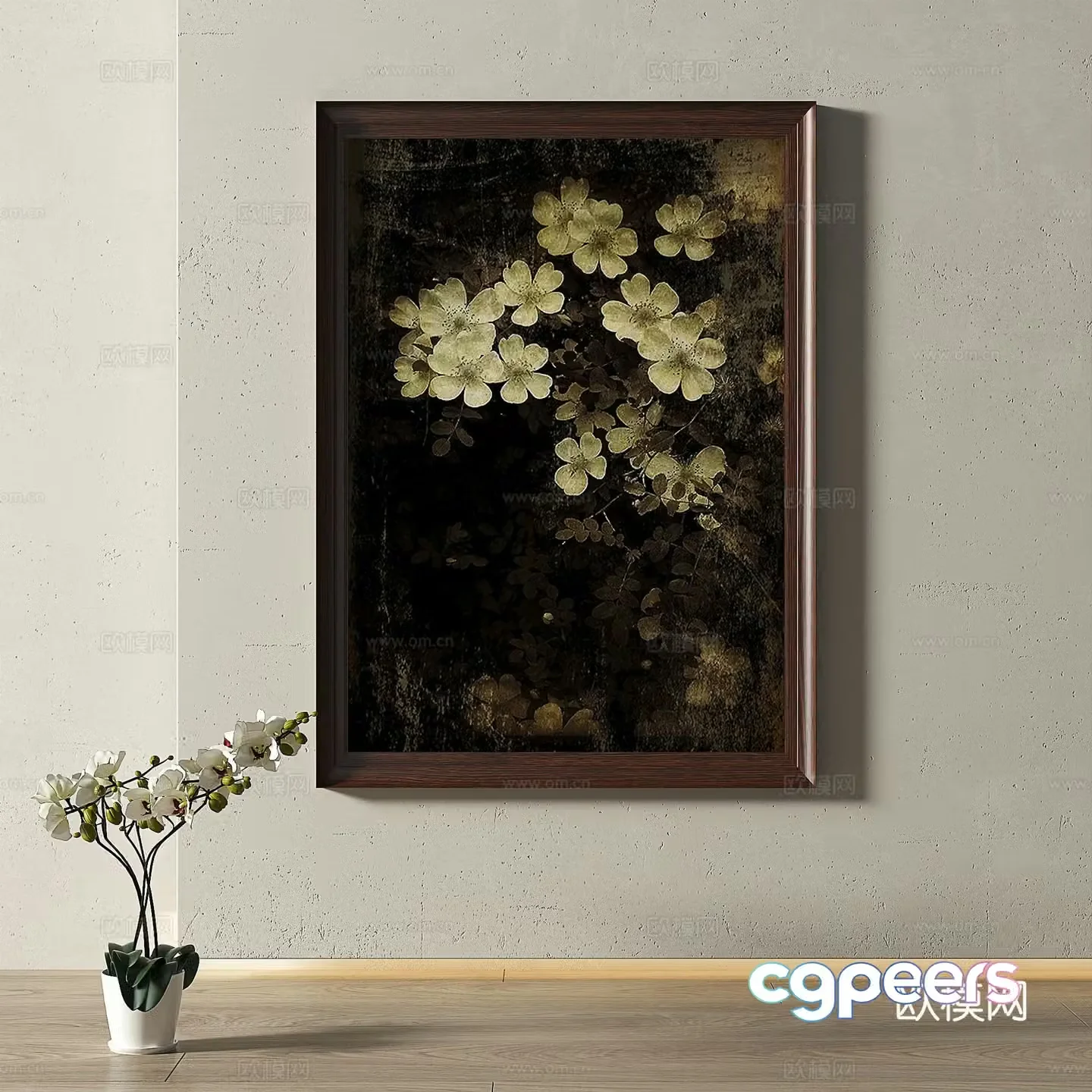 Retro medieval modern oil painting light luxury French simple European classical decorative painting 3d model