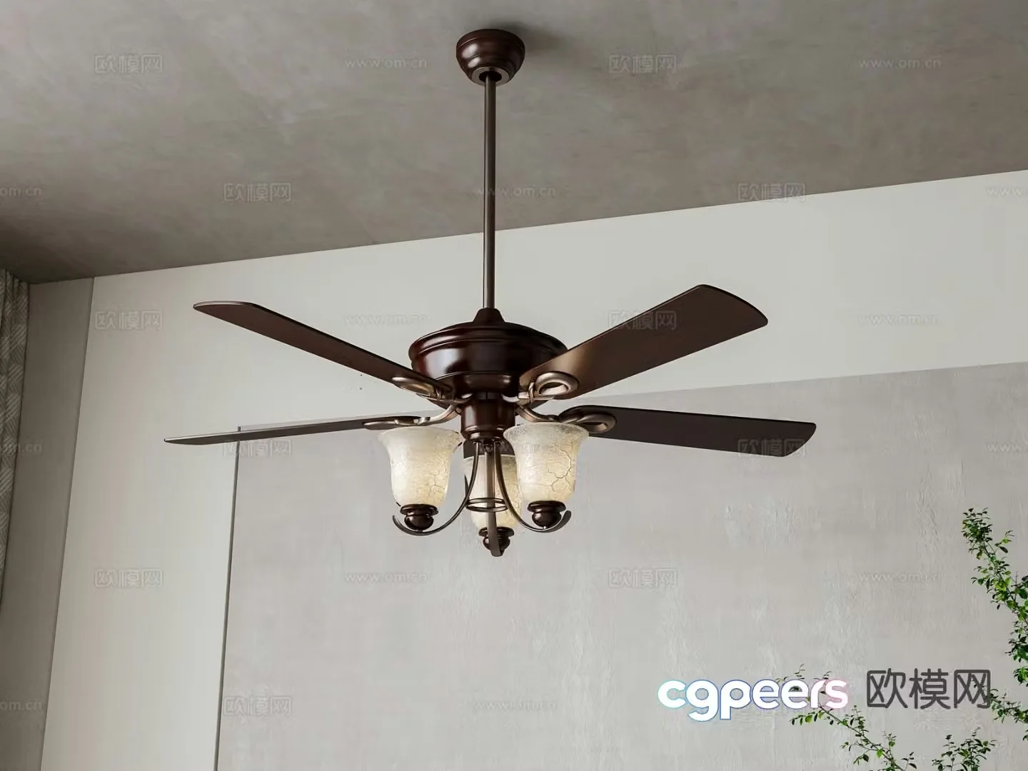 American fan light ceiling fan chandelier 3d model