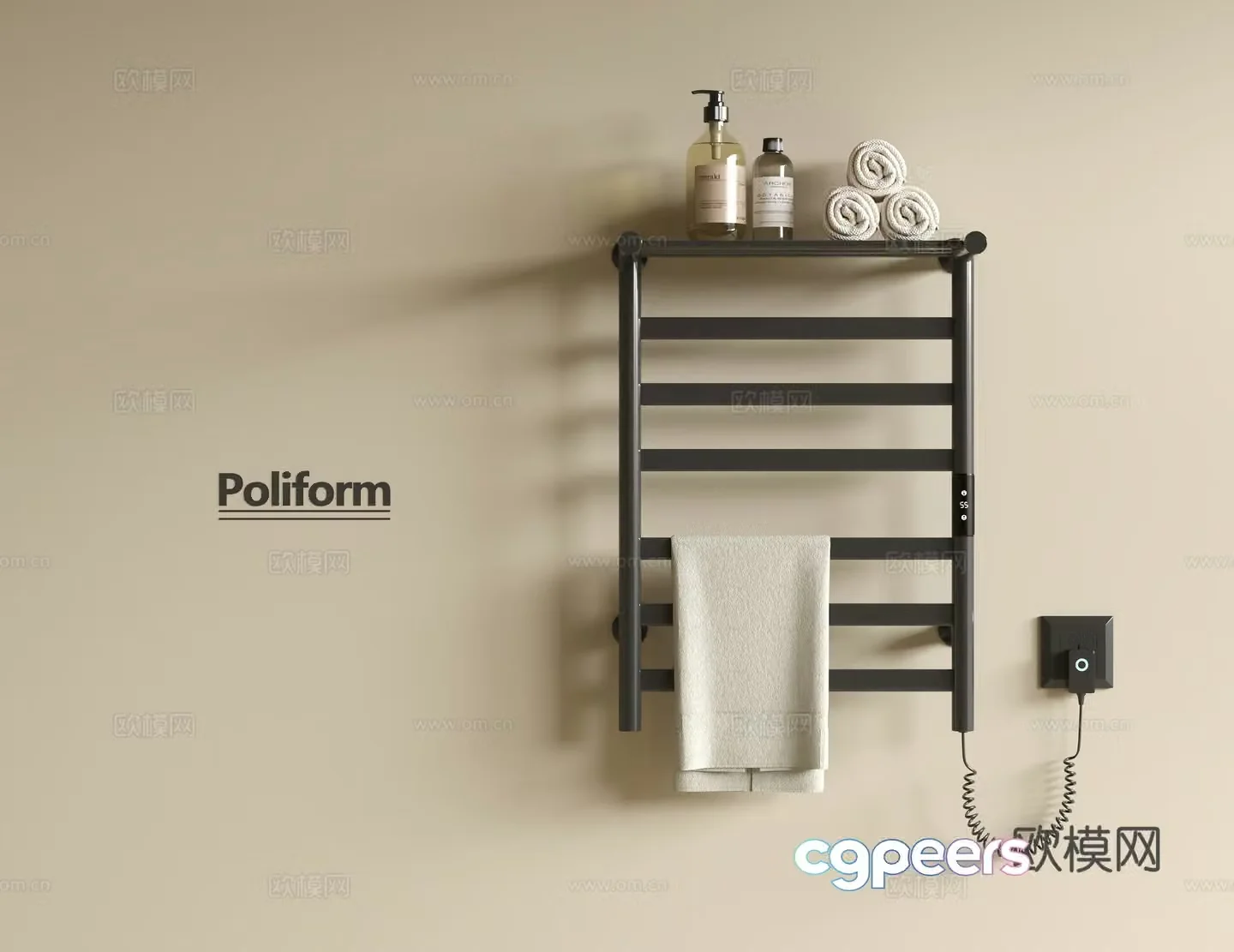Modern towel rack bathroom storage rack 3d model