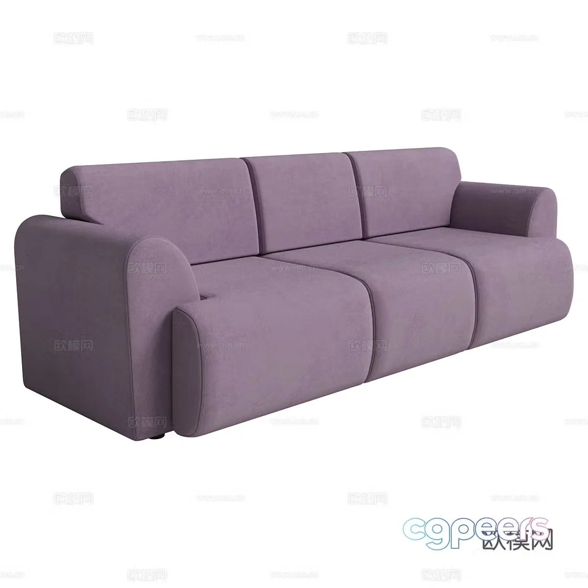 Modern simple double sofa double sofa living room sofa purple double sofa 3D model