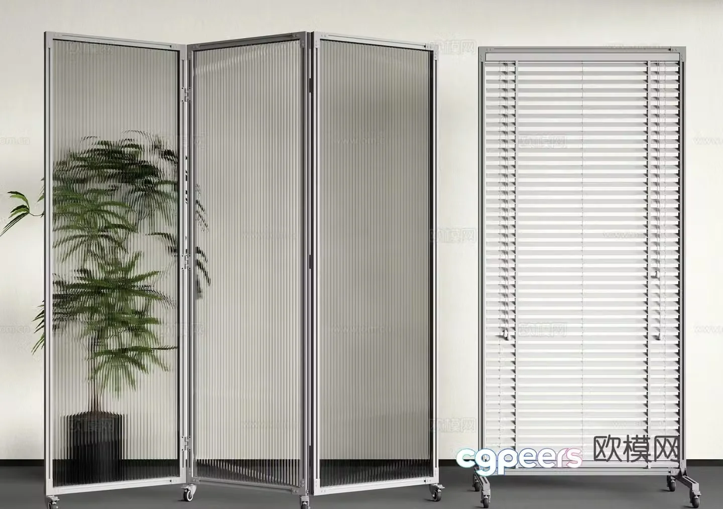 modern screen folding screen glass screen 3d model