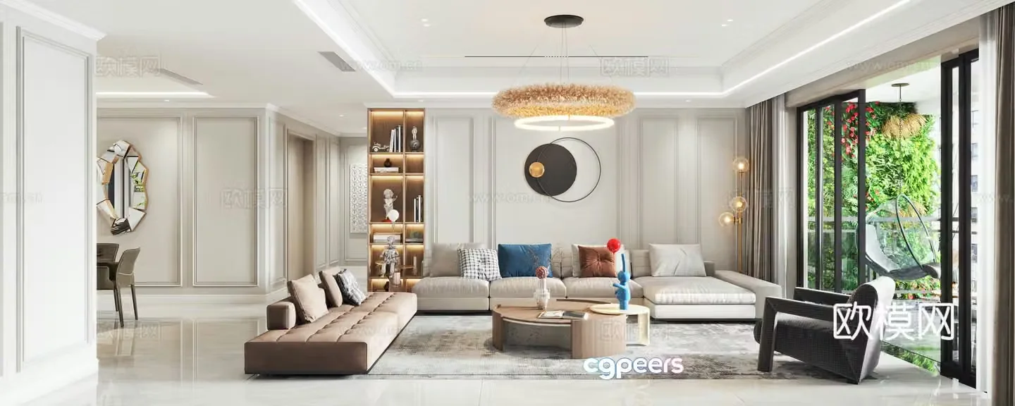 Modern living and dining room sofa 3d model