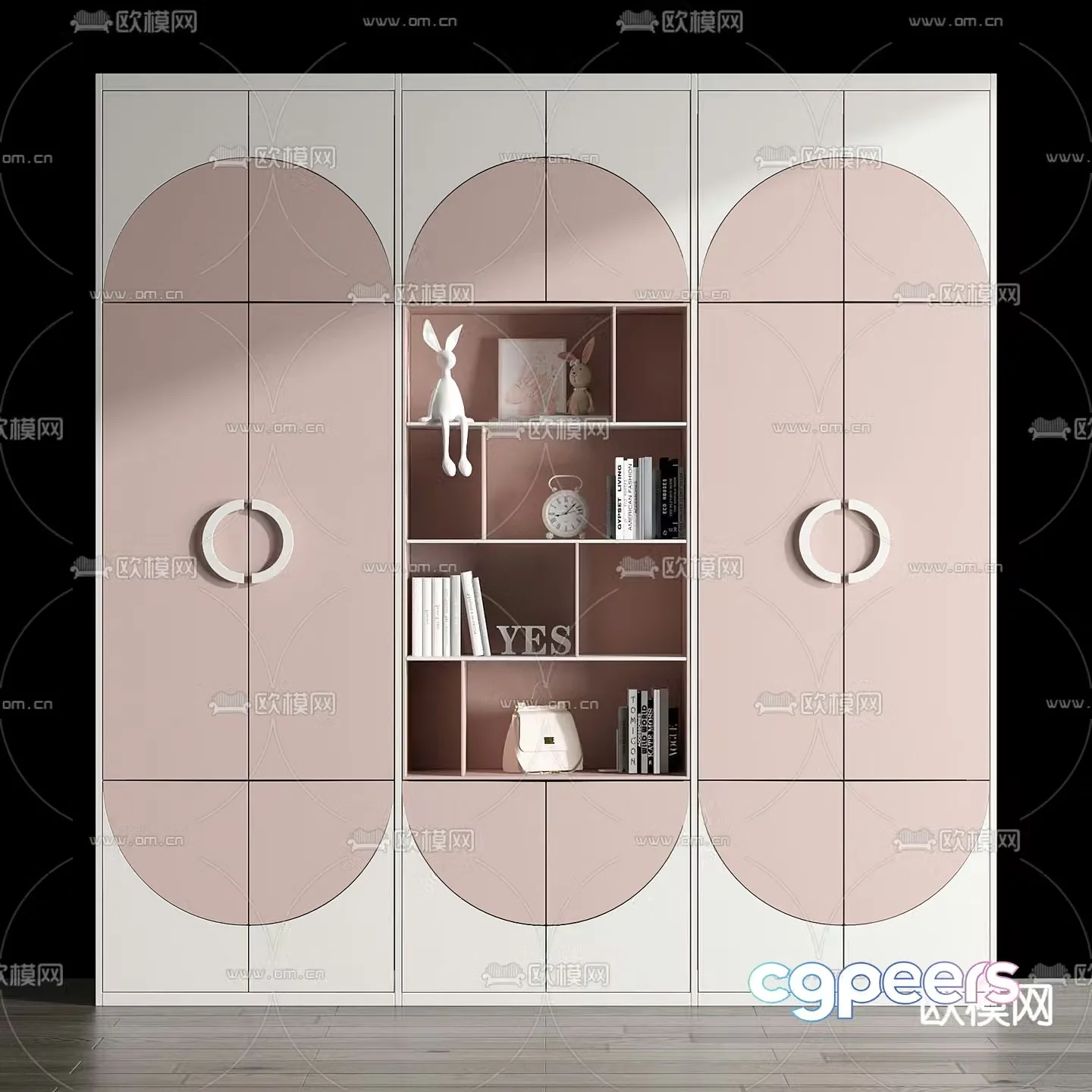 Nordic children’s wardrobe bookcase 3d model
