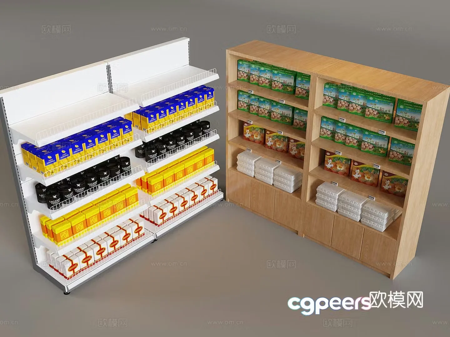 Supermarket food display shelves display rack display cabinet 3D model