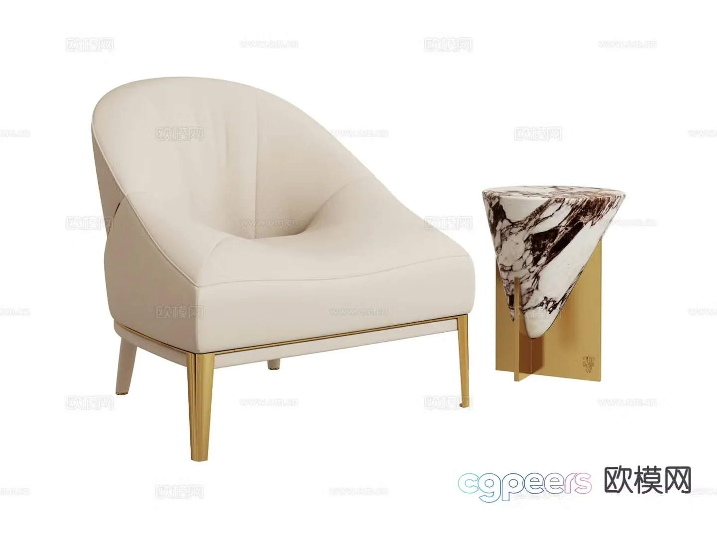 visionnaire simple European sofa chair leisure chair 3d model