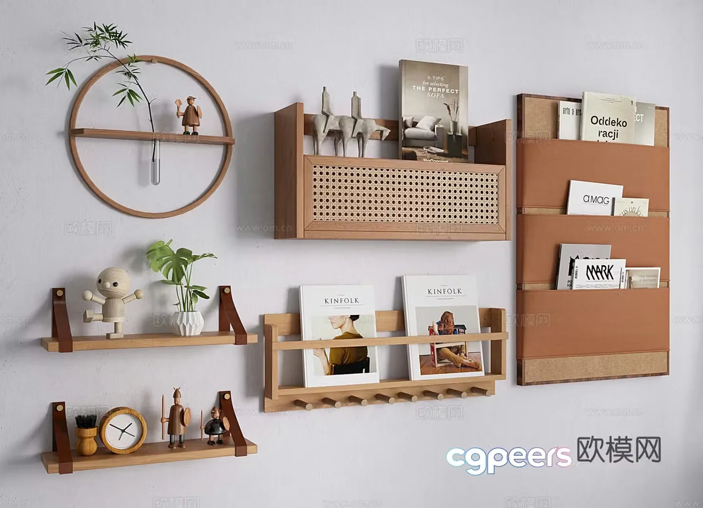 Modern medieval wall hanging shelf wall partition wall bookcase 3d model